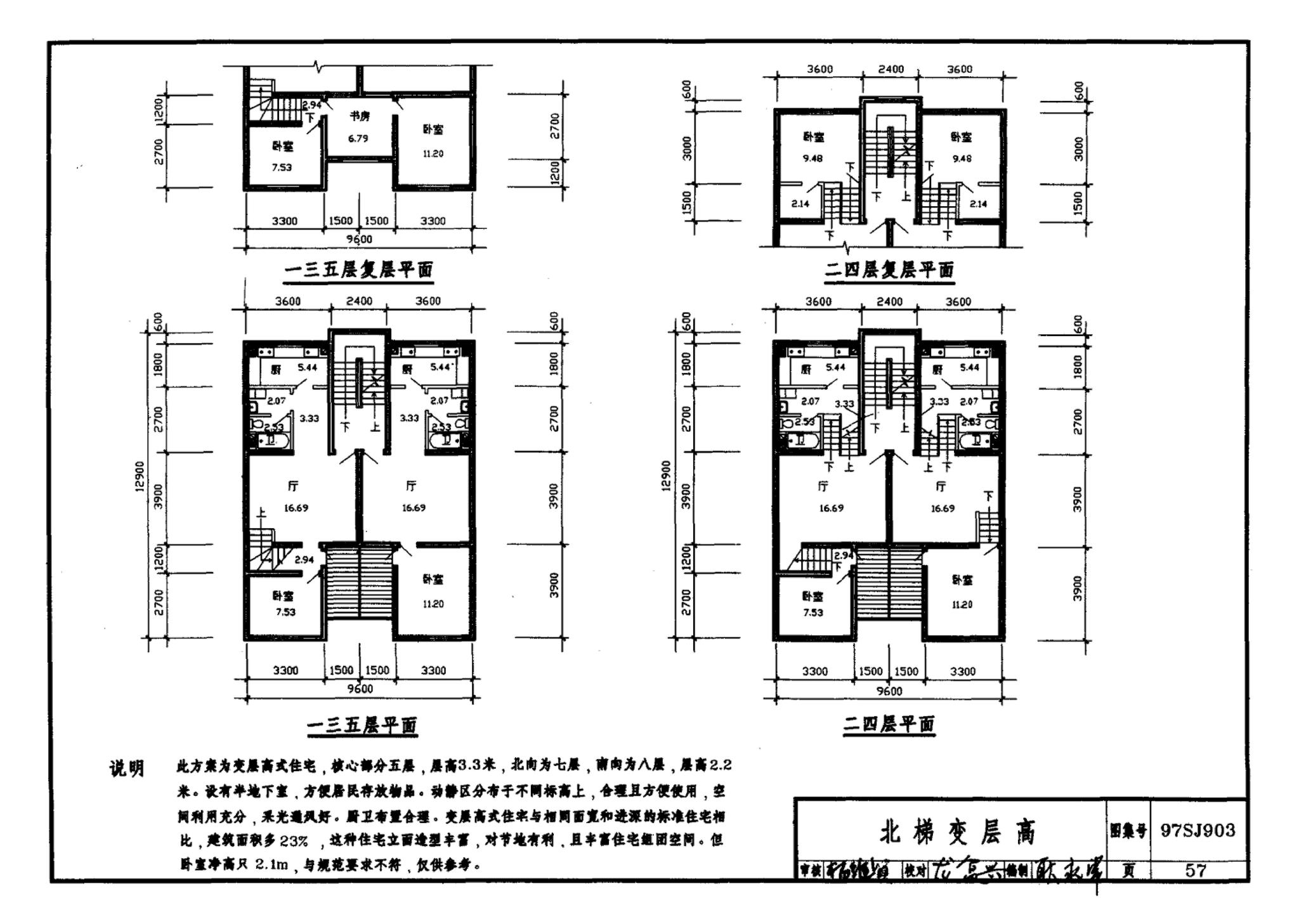 97SJ903--多层住宅建筑优选设计方案