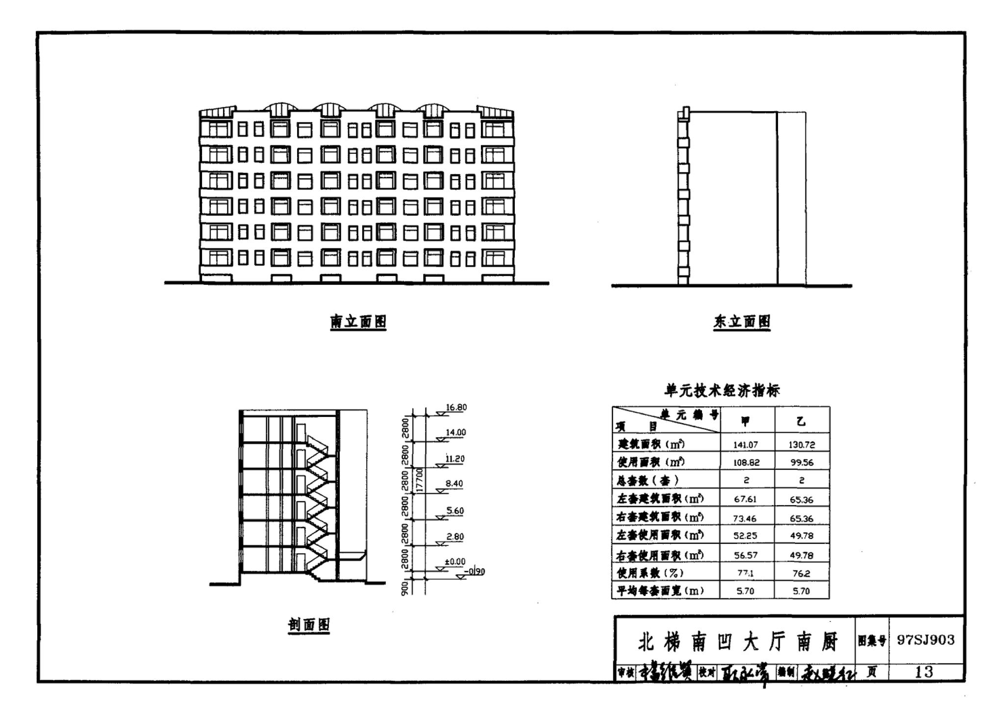 97SJ903--多层住宅建筑优选设计方案