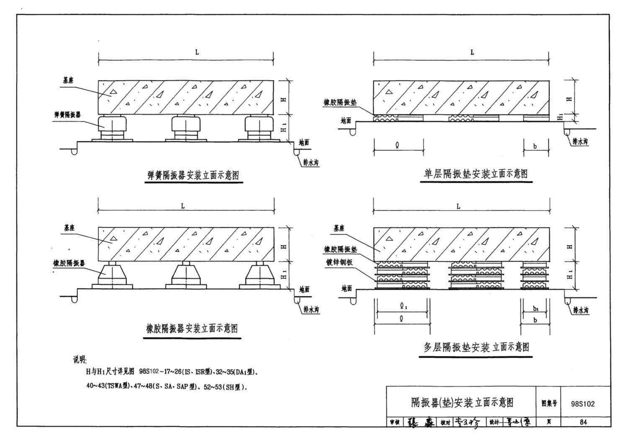 98S102--卧式水泵隔振及其安装