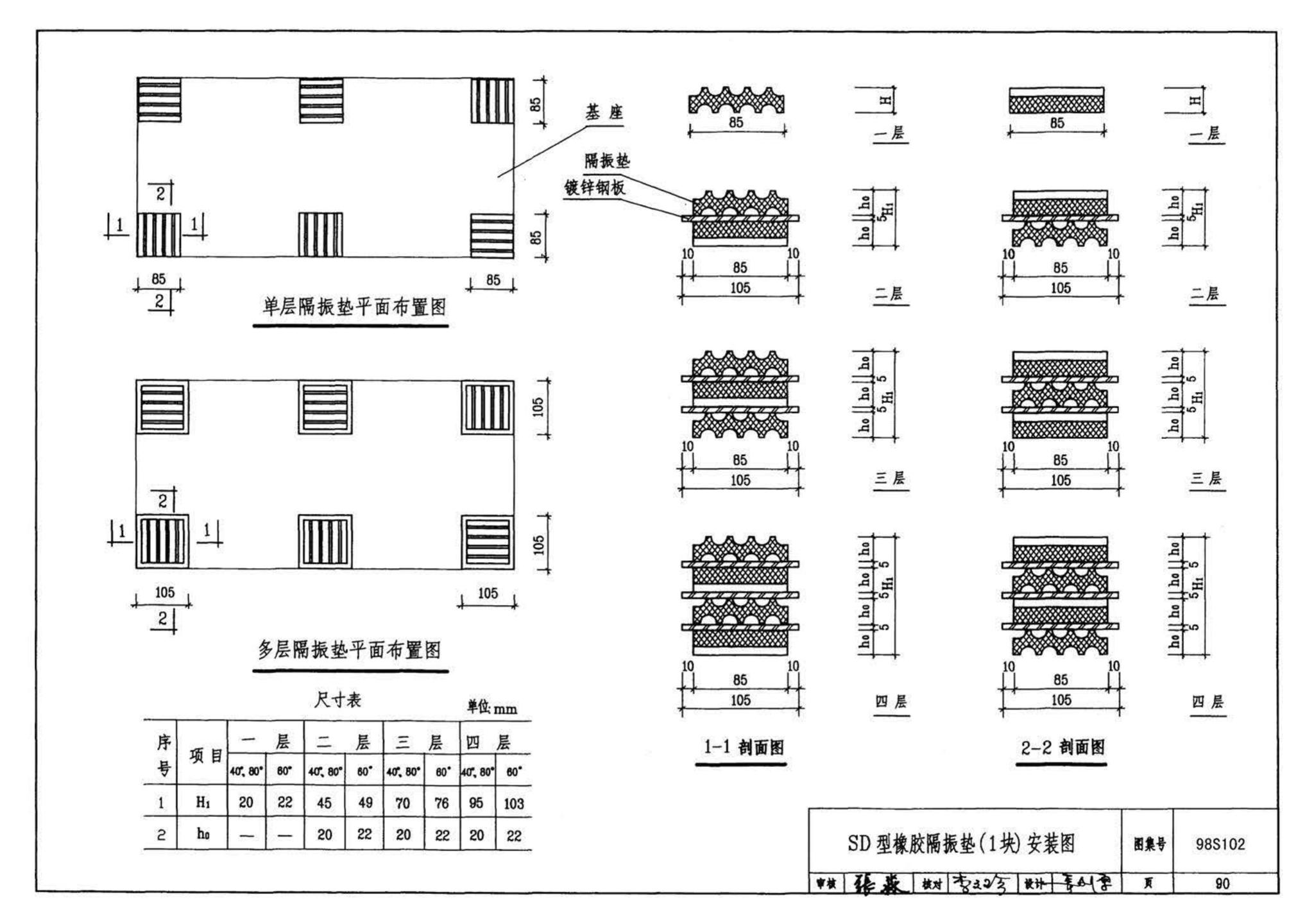 98S102--卧式水泵隔振及其安装