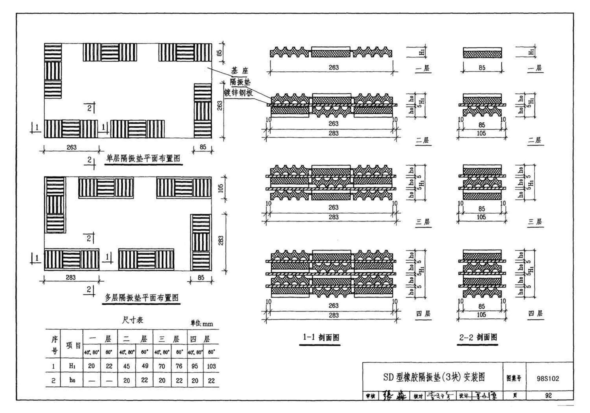 98S102--卧式水泵隔振及其安装