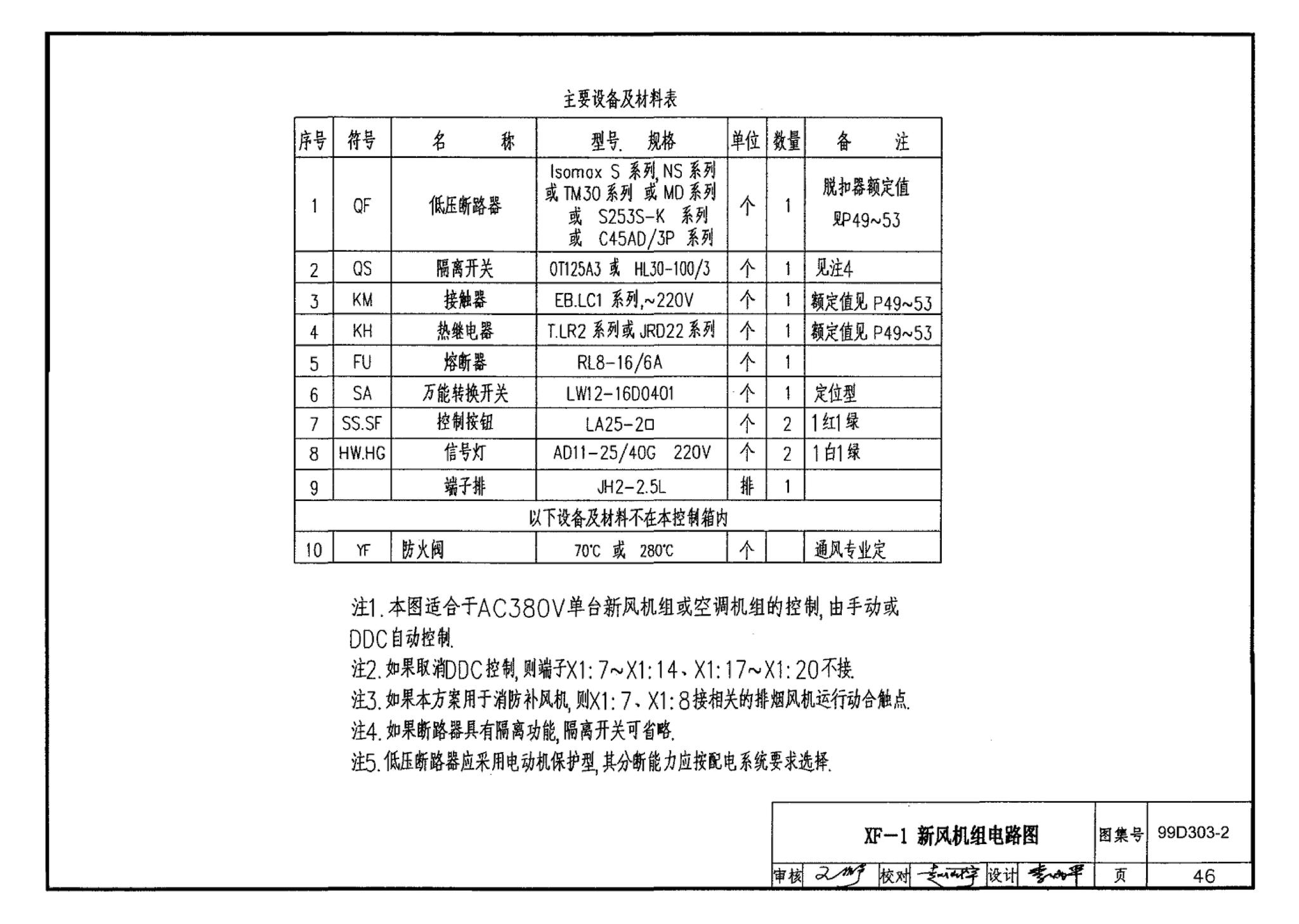 99D303-2--常用风机控制电路图