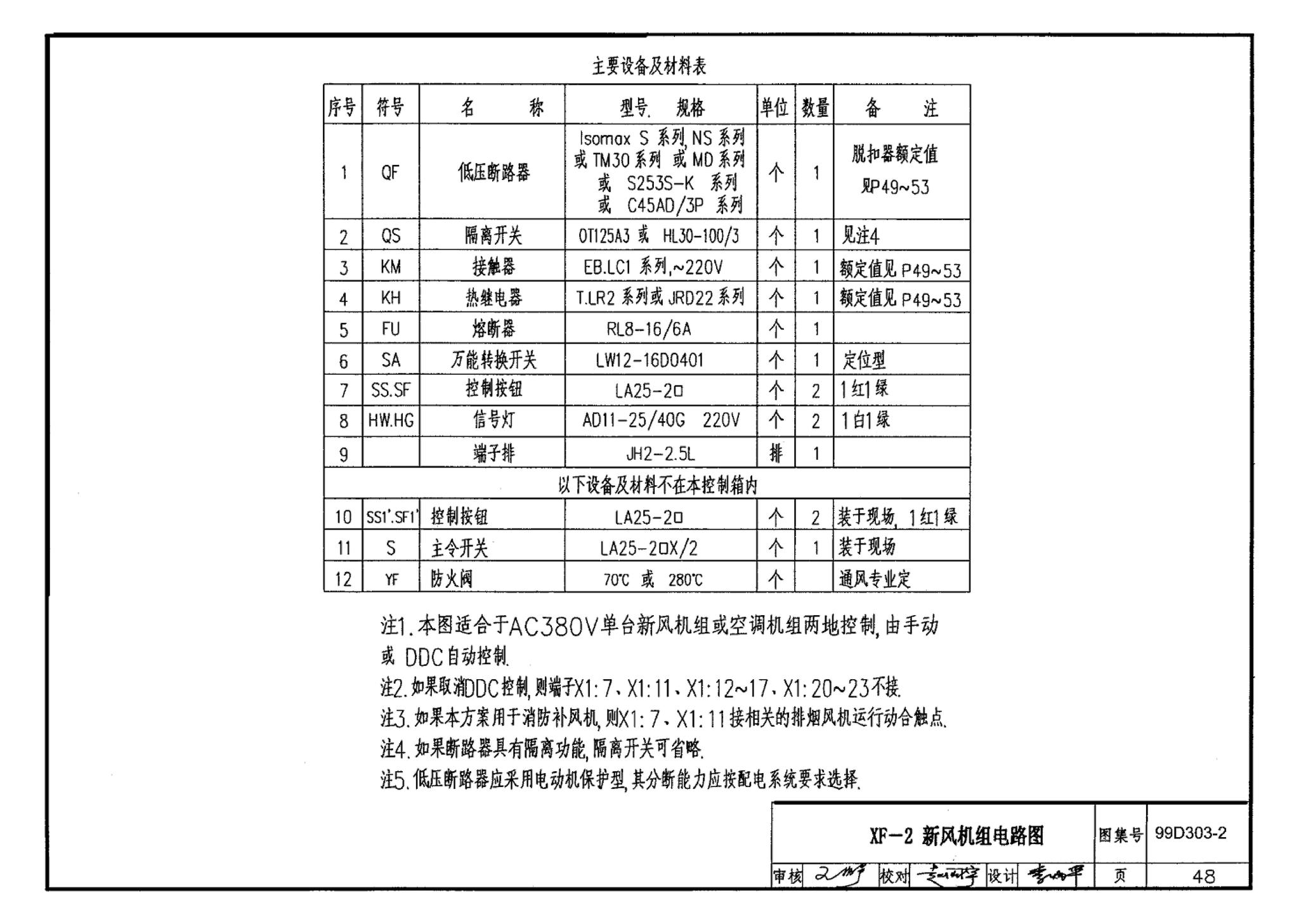 99D303-2--常用风机控制电路图