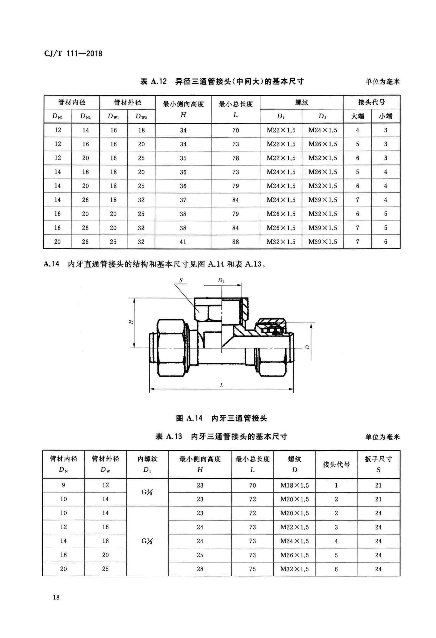 CJ/T111-2018--卡套式铜制管接头