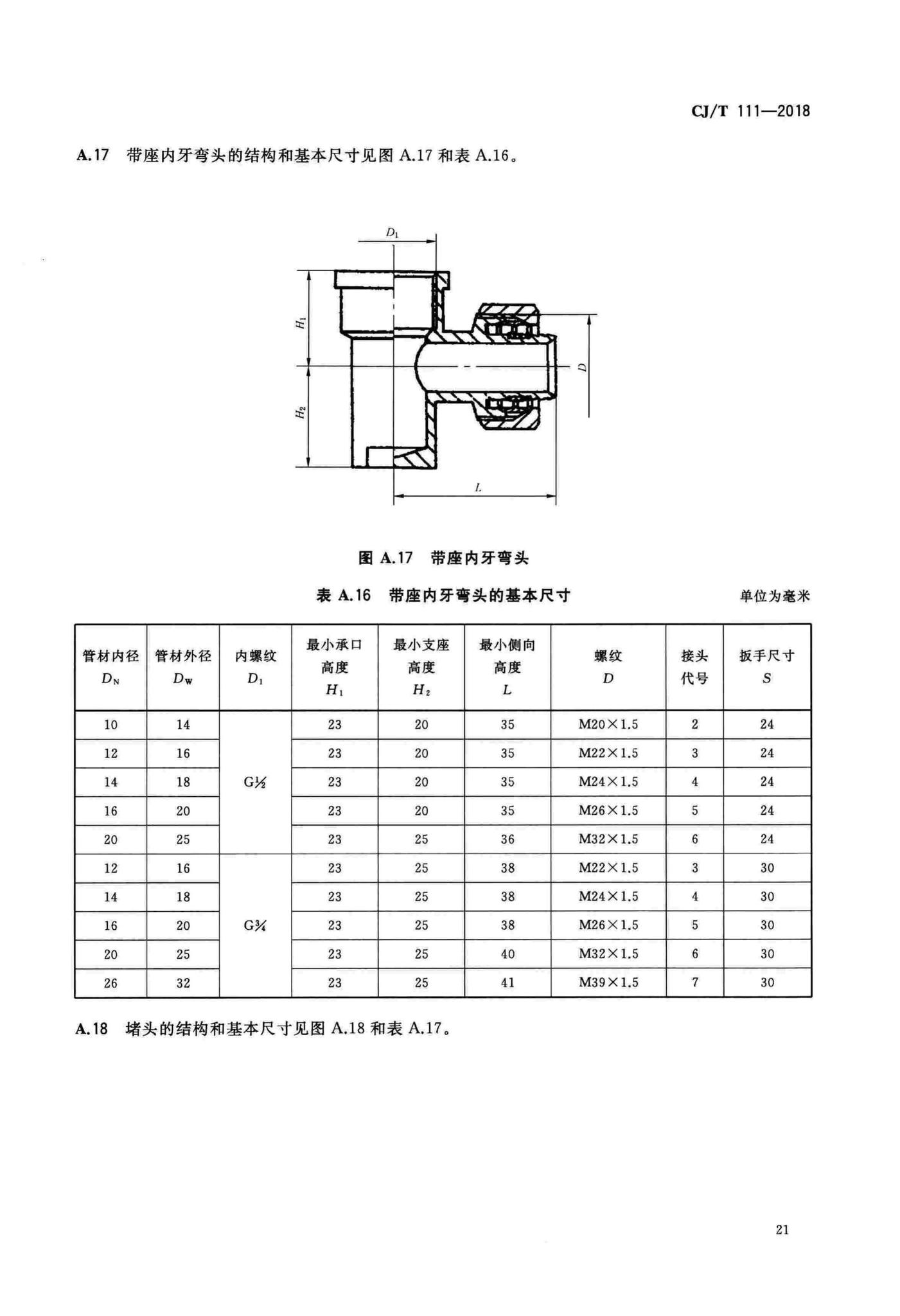 CJ/T111-2018--卡套式铜制管接头