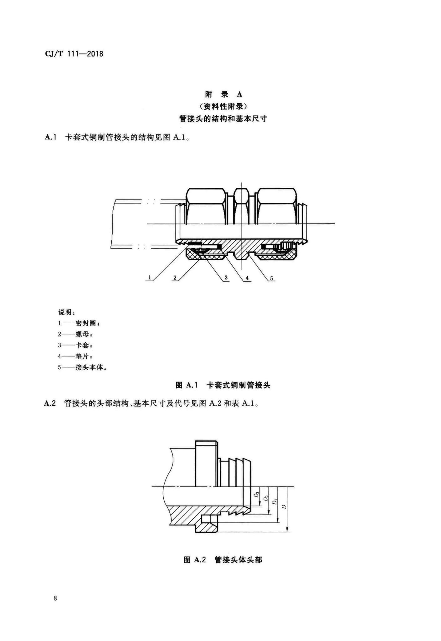 CJ/T111-2018--卡套式铜制管接头