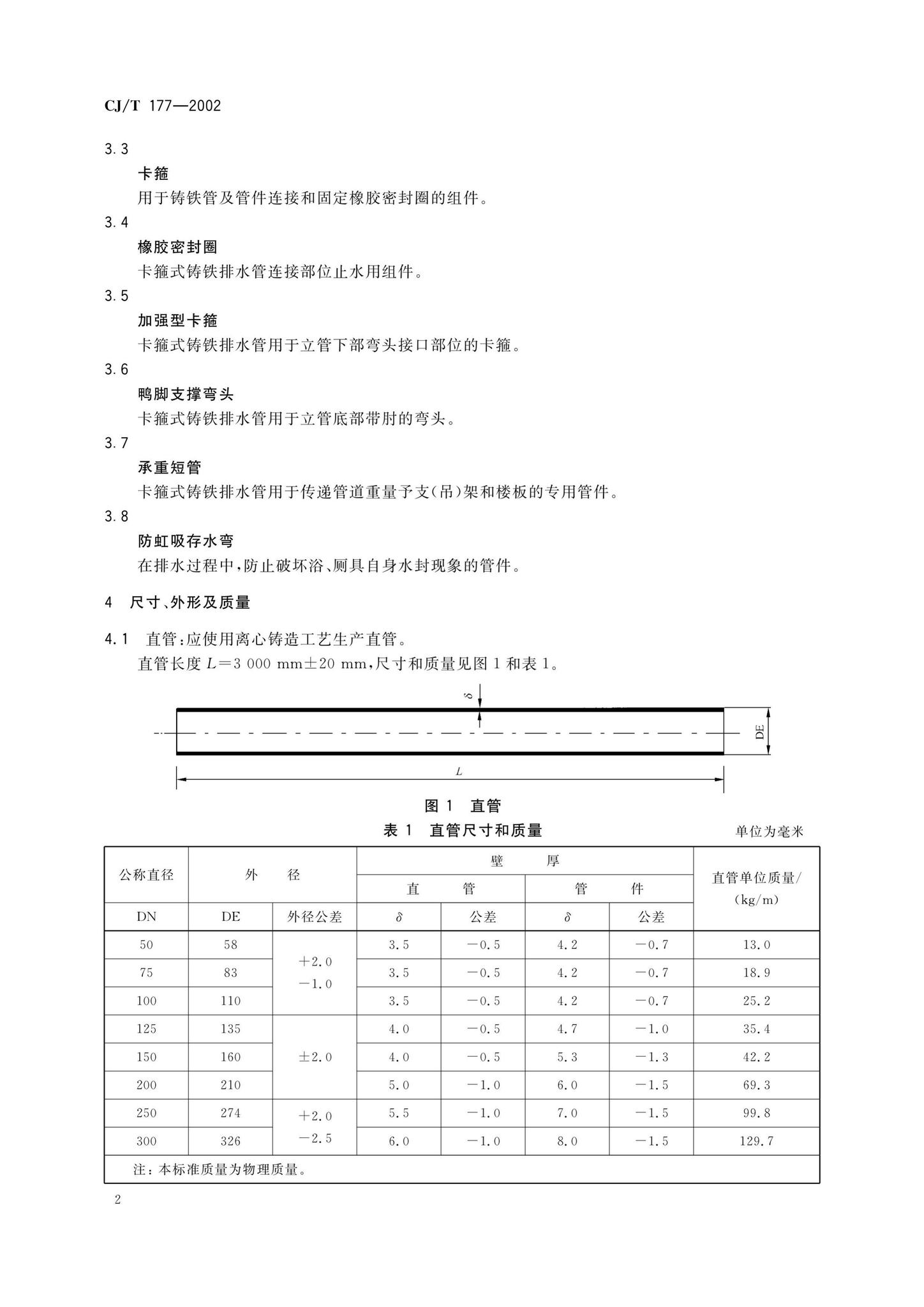 CJ/T177-2002--建筑排水用卡箍式铸铁管及管件