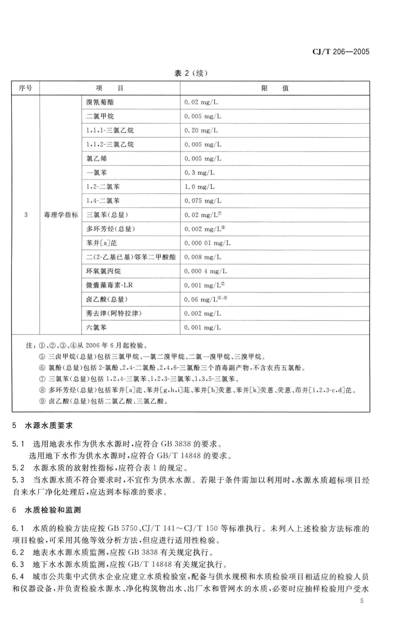 CJ/T206-2005--城市供水水质标准