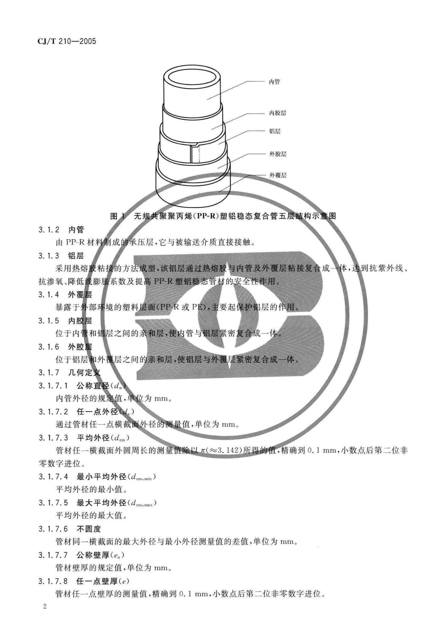 CJ/T210-2005--无规共聚聚丙烯(PP-R)塑铝稳态复合管