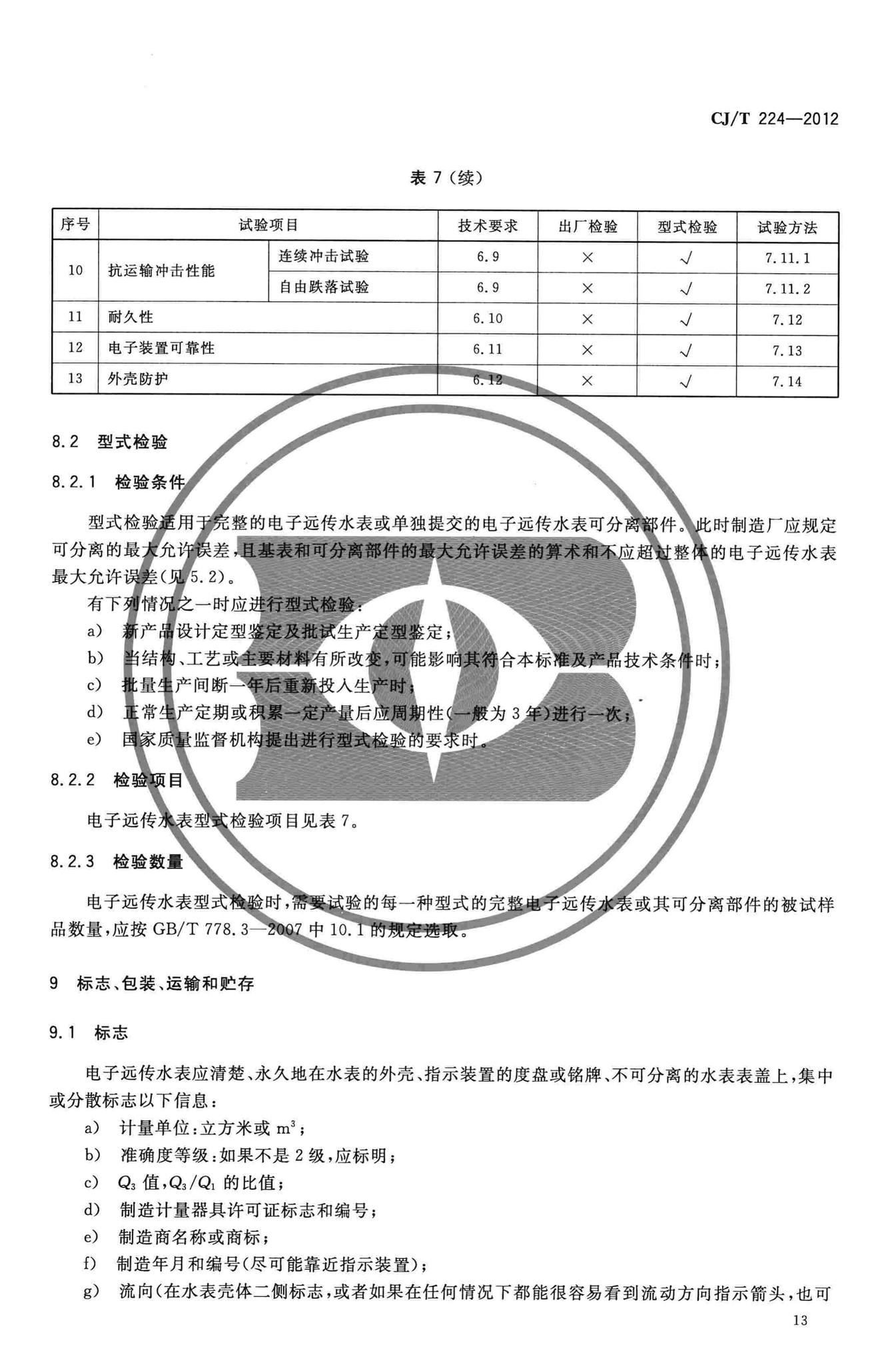 CJ/T224-2012--电子远传水表