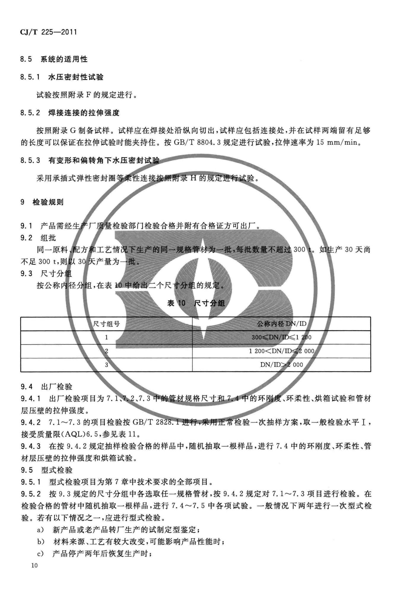 CJ/T225-2011--埋地排水用钢带增强聚乙烯(PE)螺旋波纹管