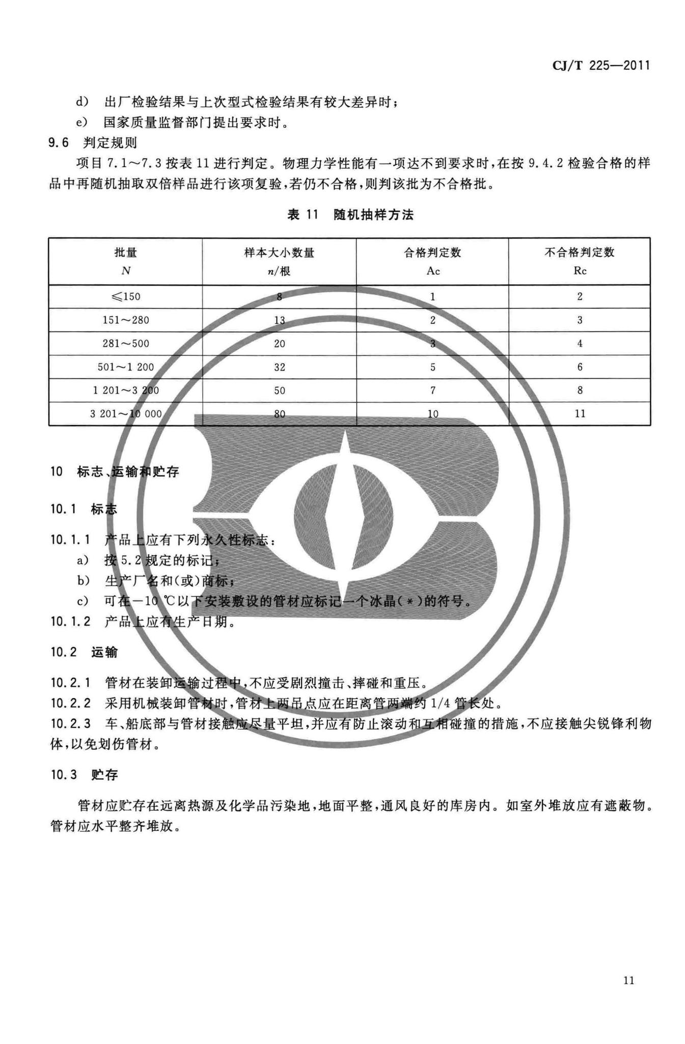 CJ/T225-2011--埋地排水用钢带增强聚乙烯(PE)螺旋波纹管