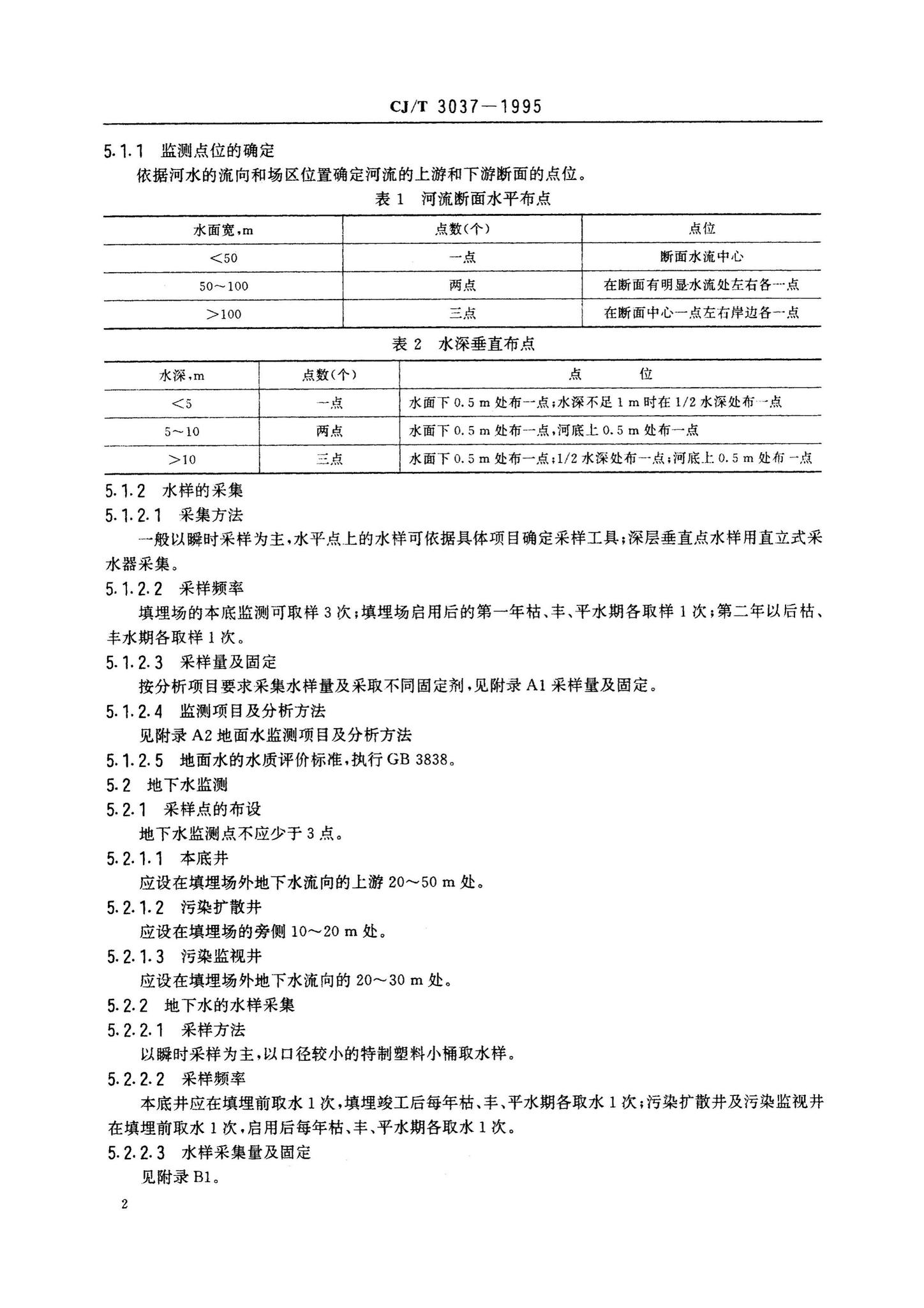 CJ/T3037-1995--生活垃圾填埋场环境监测技术标准
