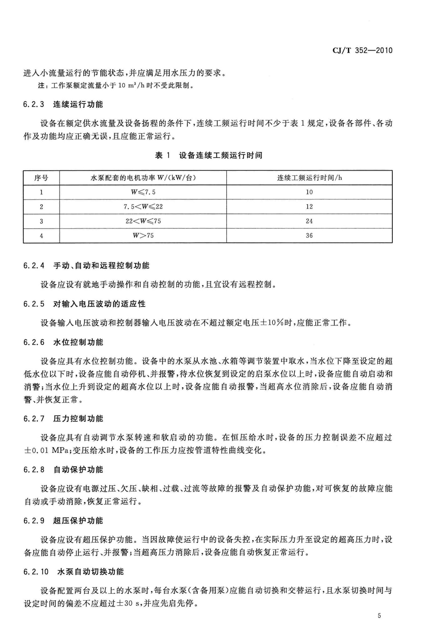 CJ/T352-2010--微机控制变频调速给水设备