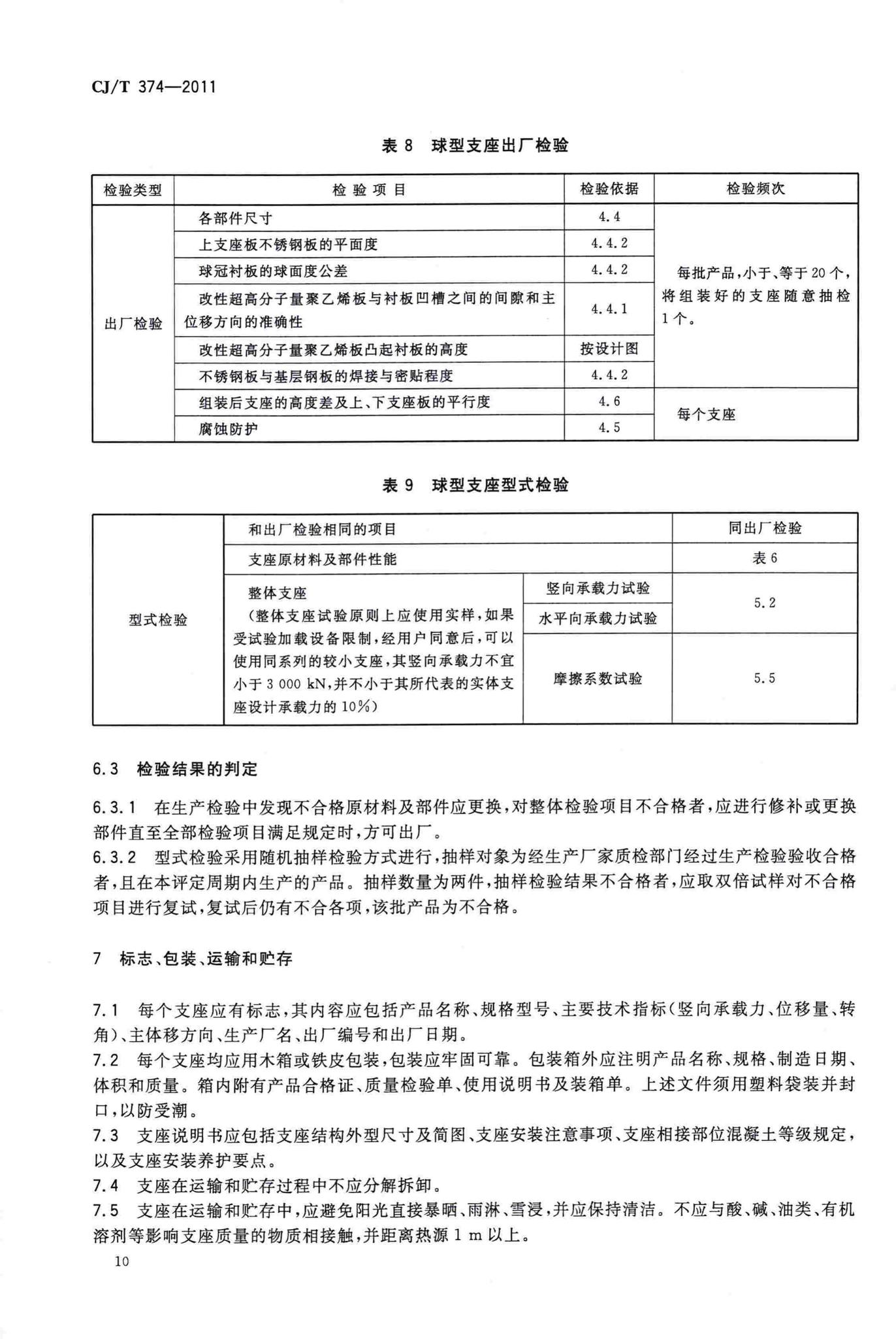 CJ/T374-2011--城镇桥梁球型钢支座