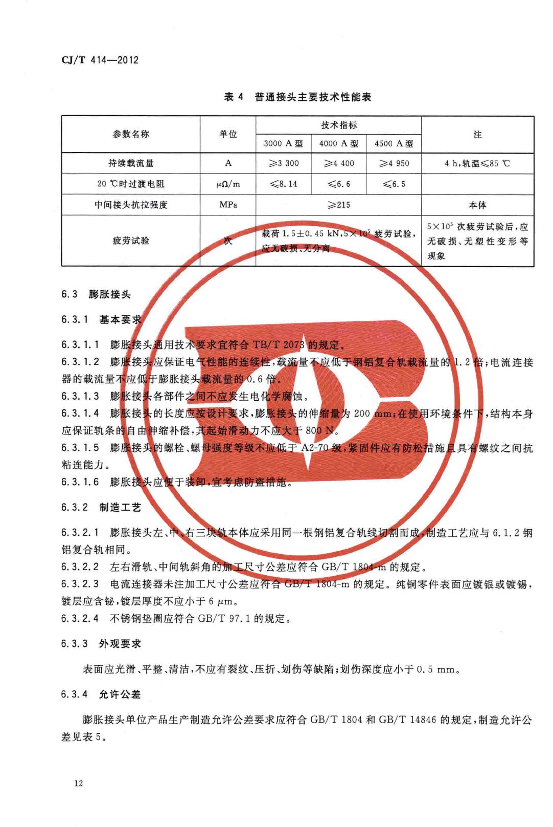 CJ/T414-2012--城市轨道交通钢铝复合导电轨技术要求