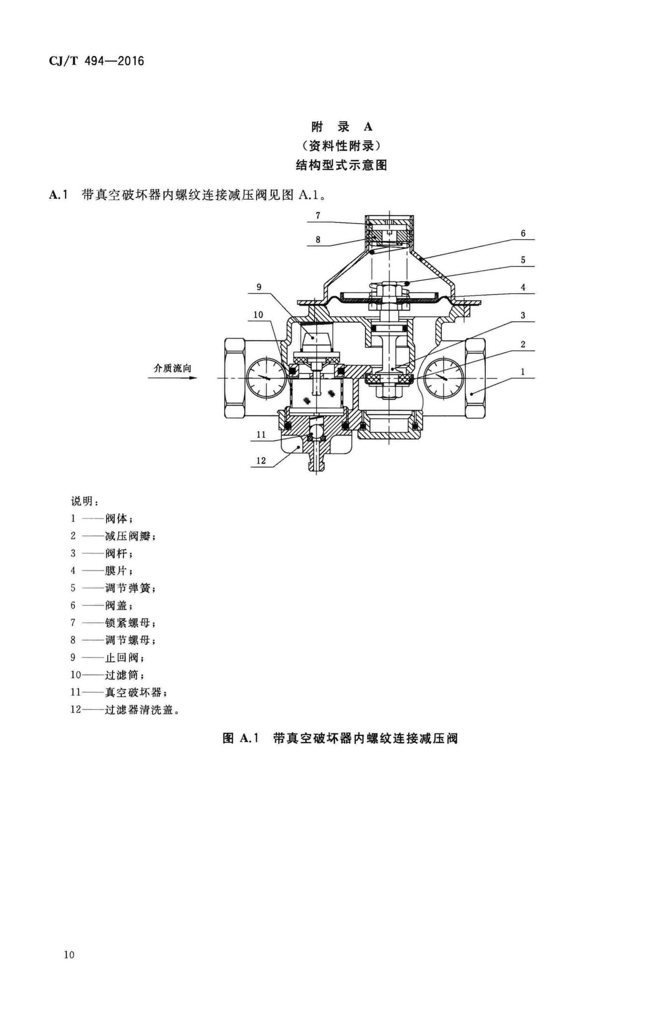 CJ/T494-2016--带过滤防倒流螺纹连接可调减压阀