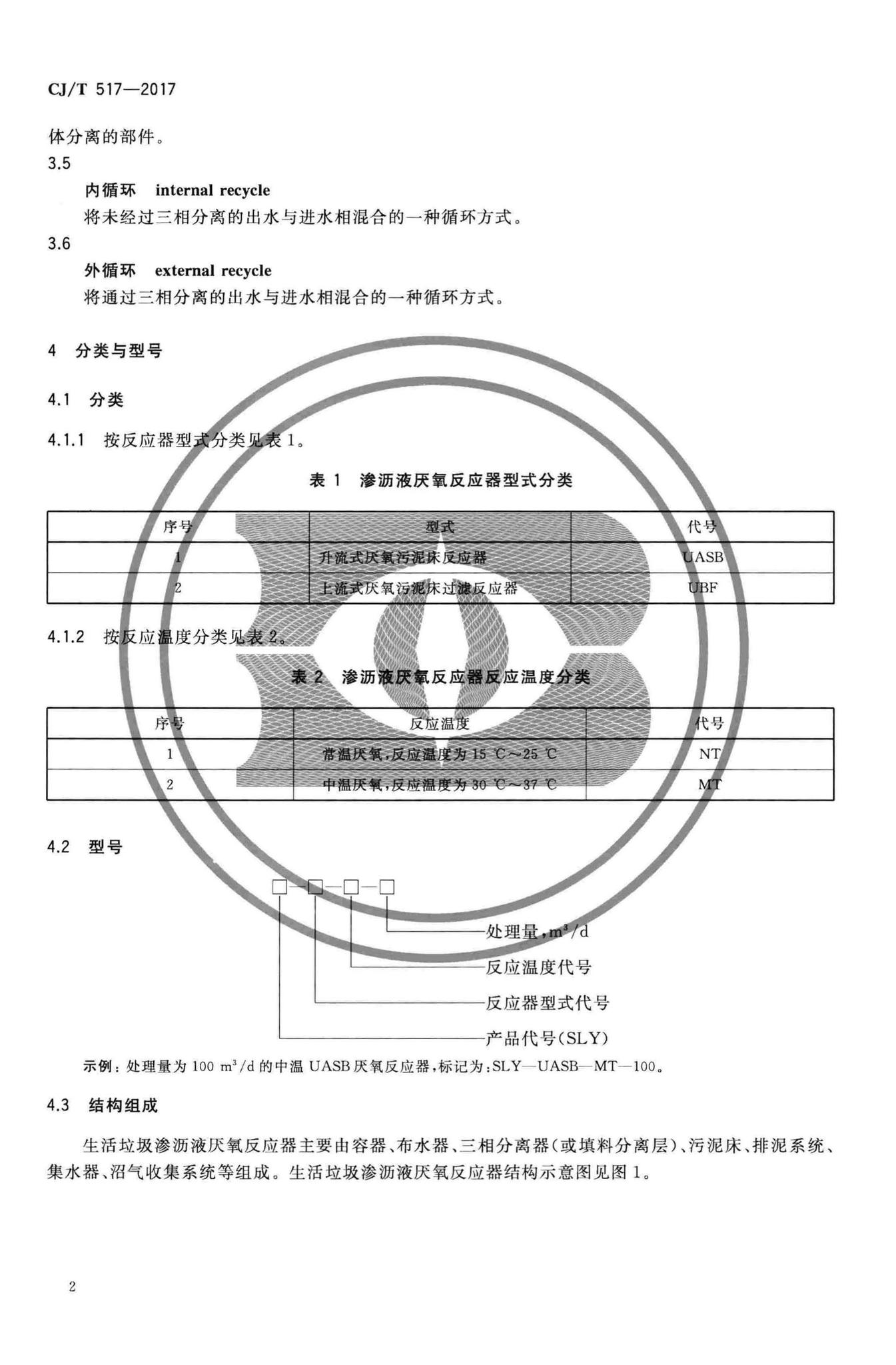 CJ/T517-2017--生活垃圾渗沥液厌氧反应器