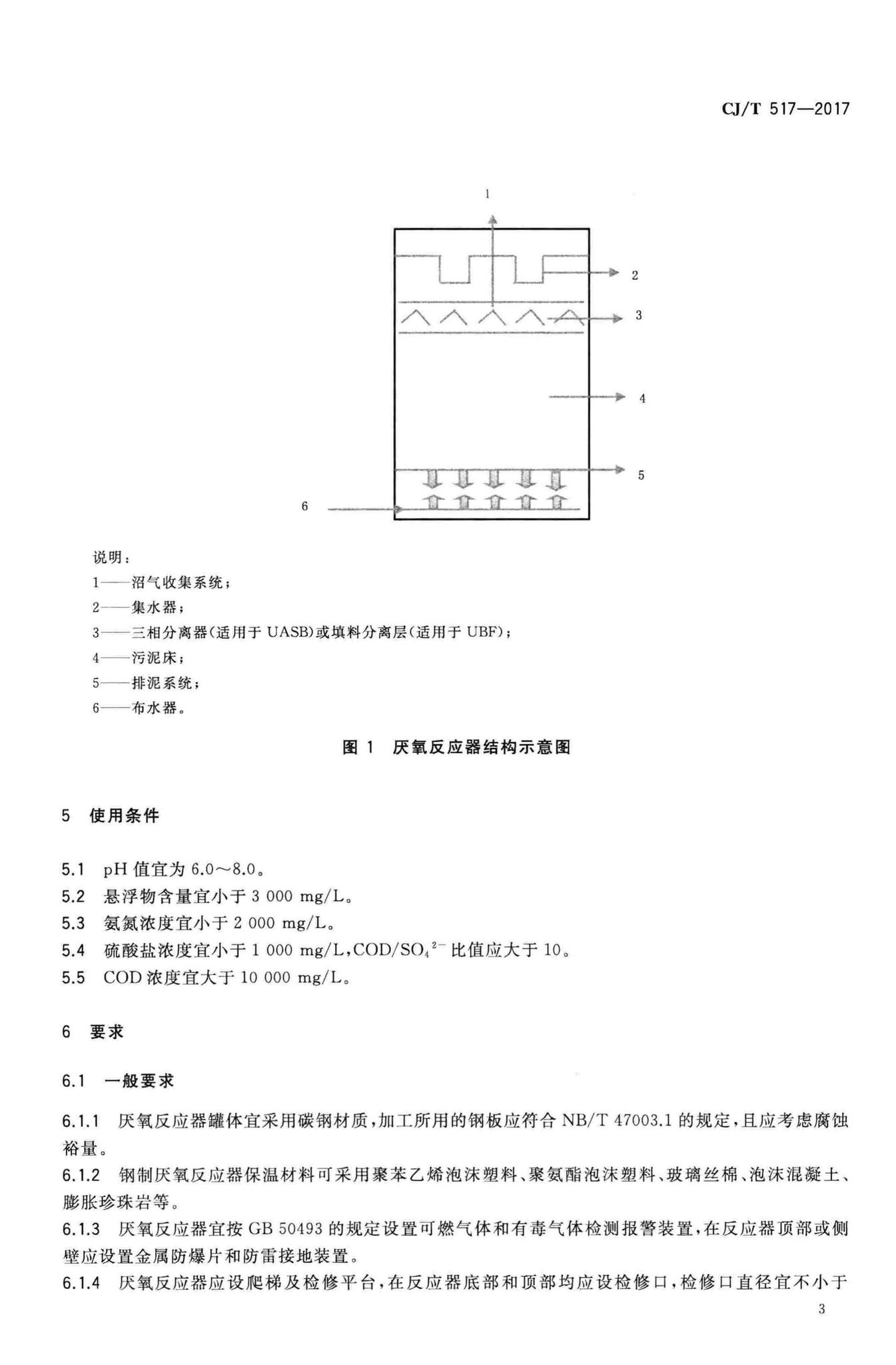 CJ/T517-2017--生活垃圾渗沥液厌氧反应器