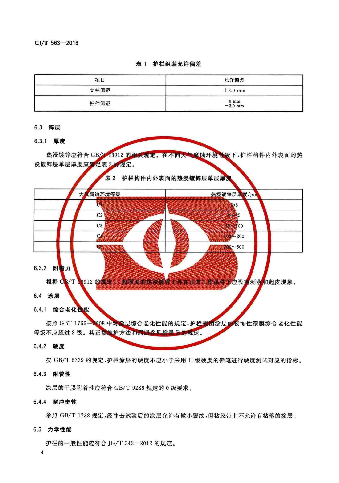 CJ/T563-2018--市政及建筑用防腐铁艺护栏技术条件