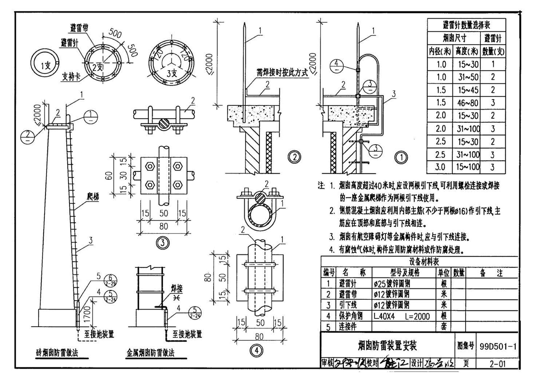 D501-1～4--防雷与接地安装（2003年合订本）（含99D501-1图集2003、2007年局部修改版）