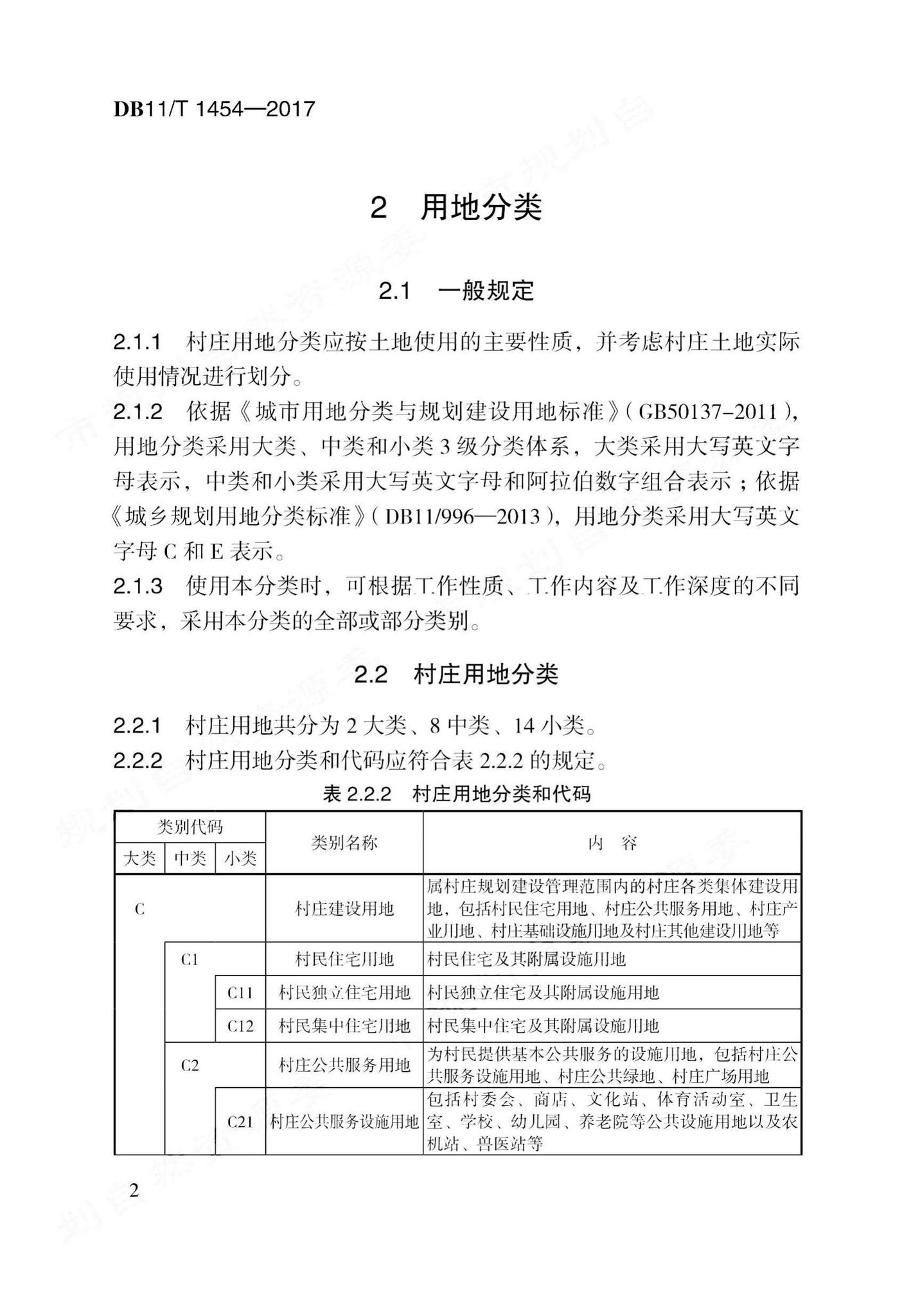 DB11/T1454-2017--村庄规划用地分类标准