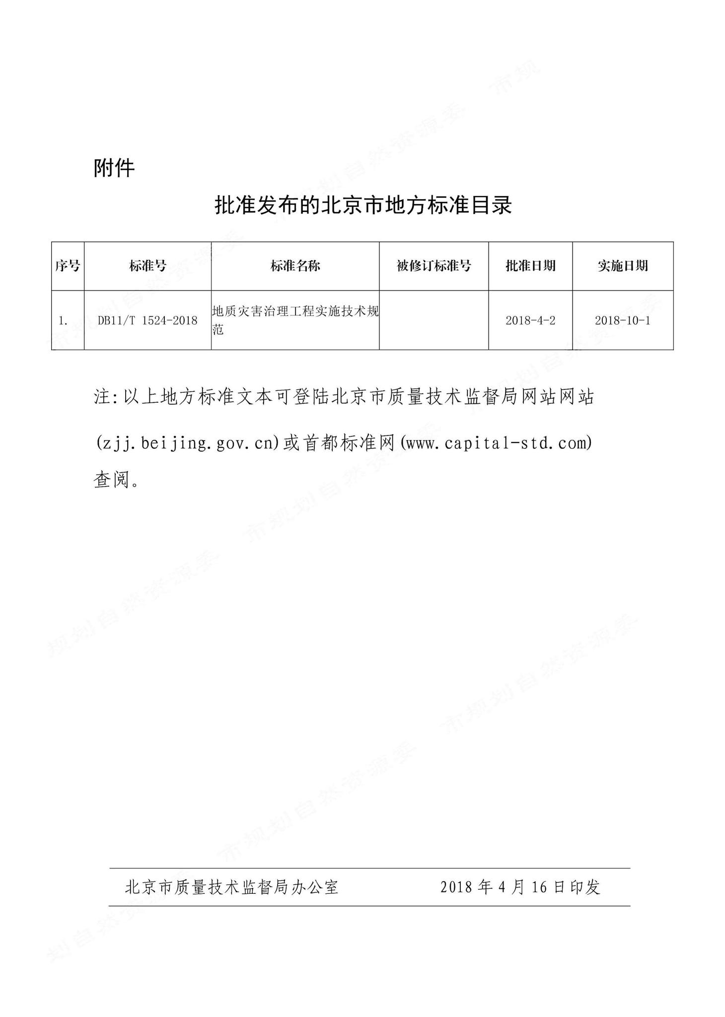 DB11/T1524-2018--地质灾害治理工程实施技术规范