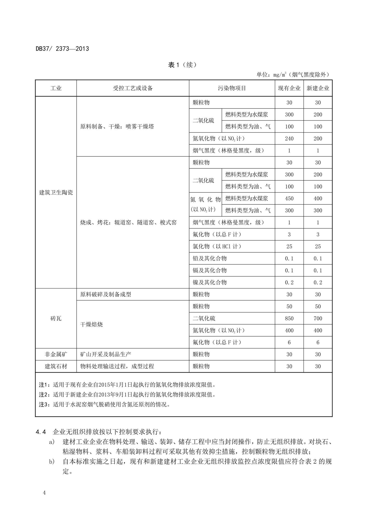 DB37/2373-2013--山东省建材工业大气污染物排放标准