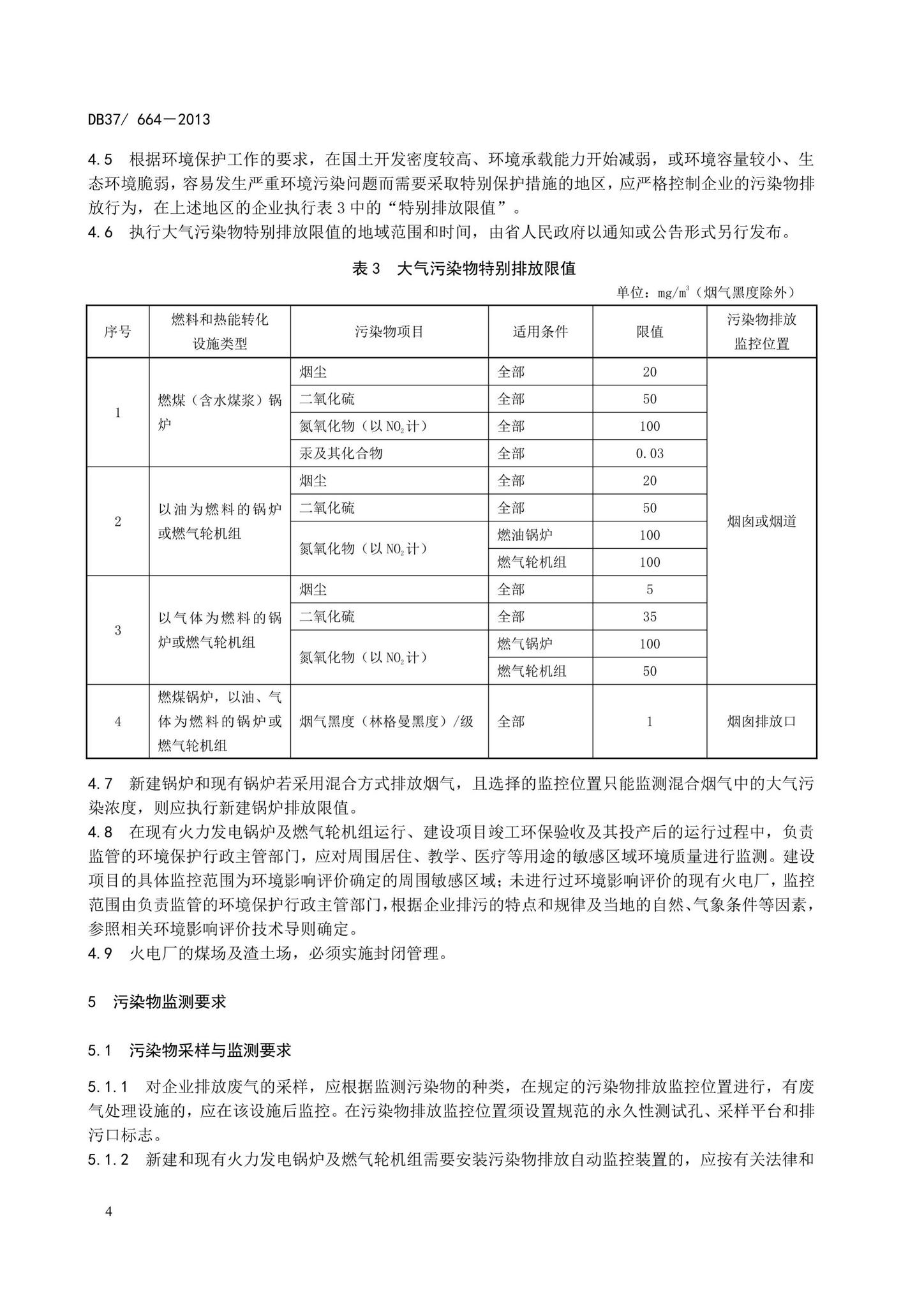 DB37/664-2013--山东省火电厂大气污染物排放标准