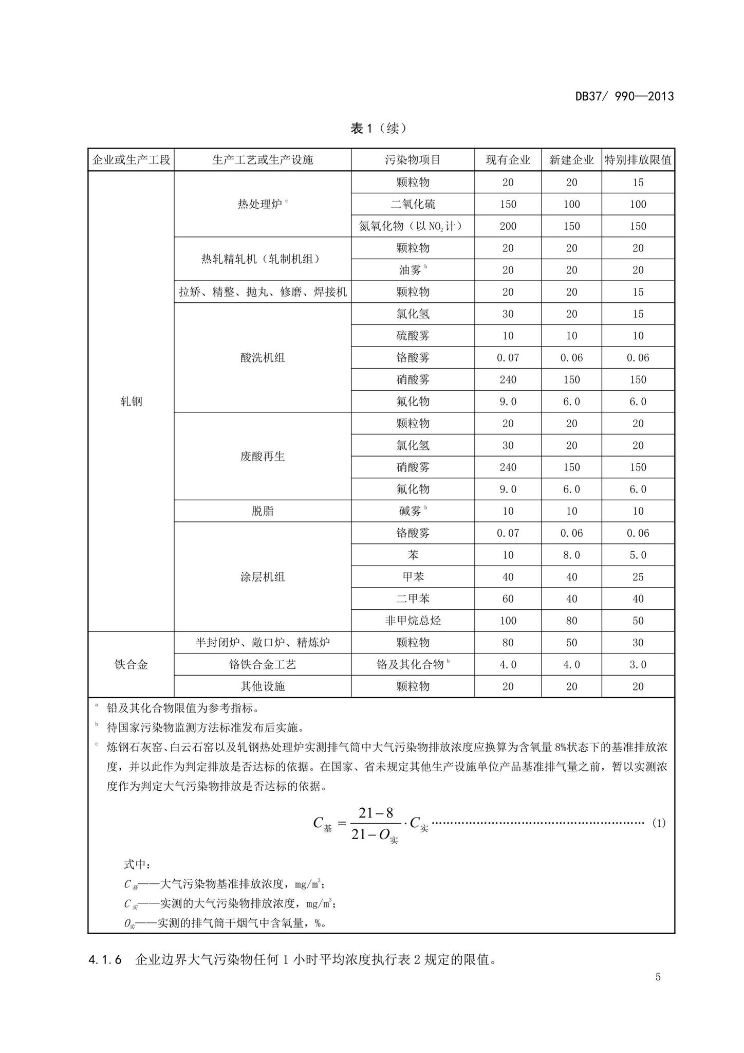 DB37/990-2013--山东省钢铁工业污染物排放标准