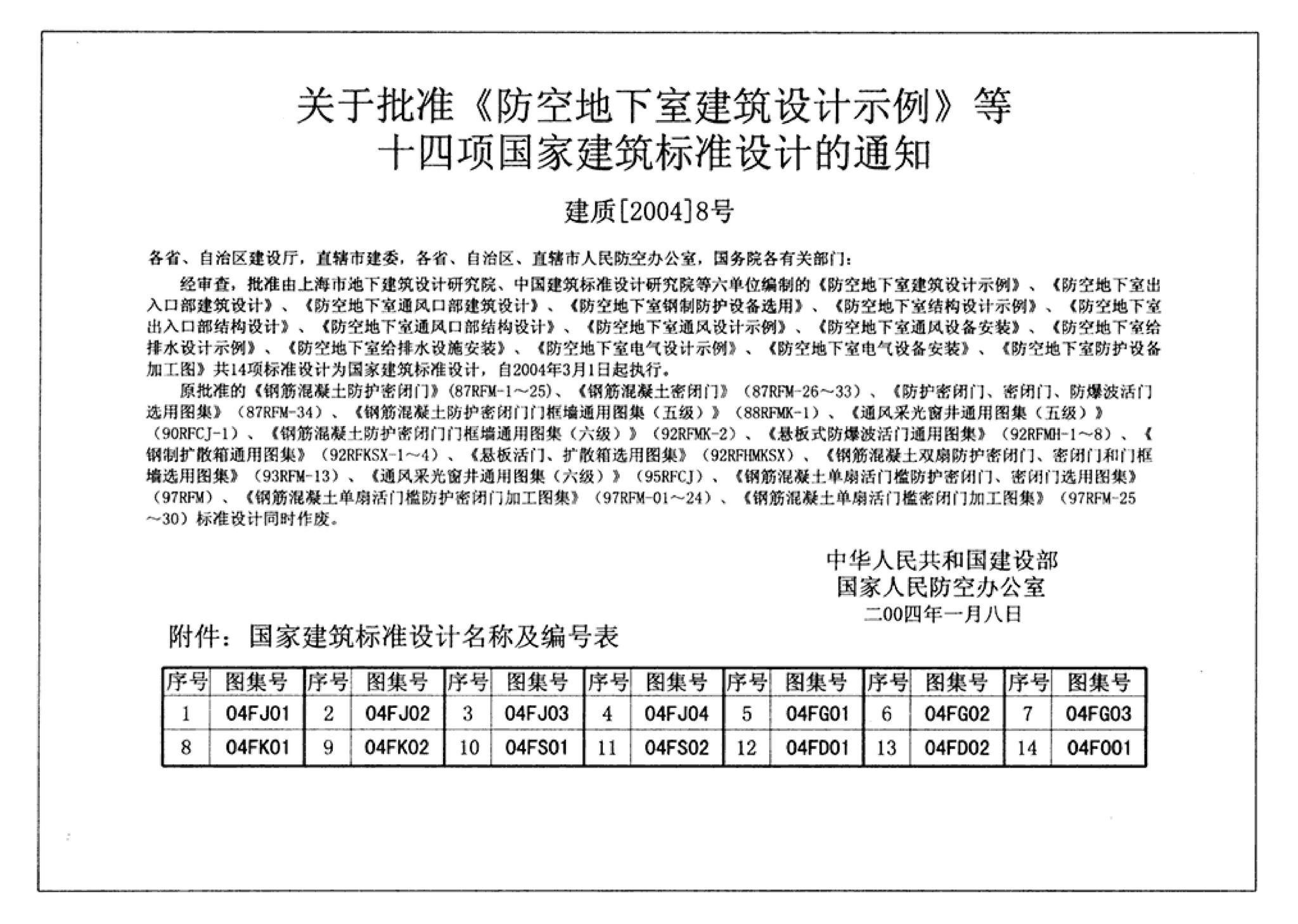 FJ01～04(2004年合订本)--防空地下室建筑设计(2004年合订本)