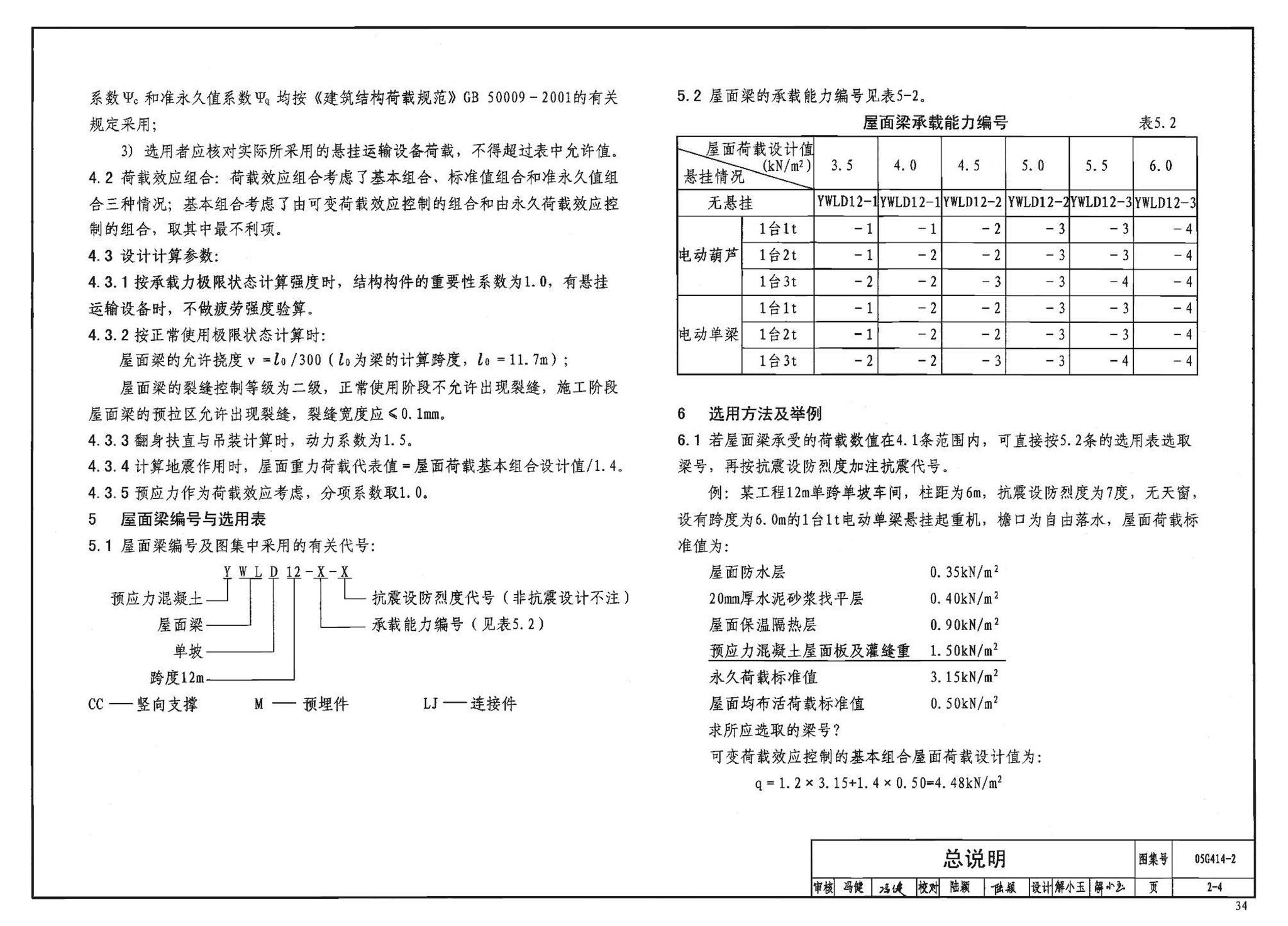 G414-1～5--预应力混凝土工字形屋面梁（2005年合订本）