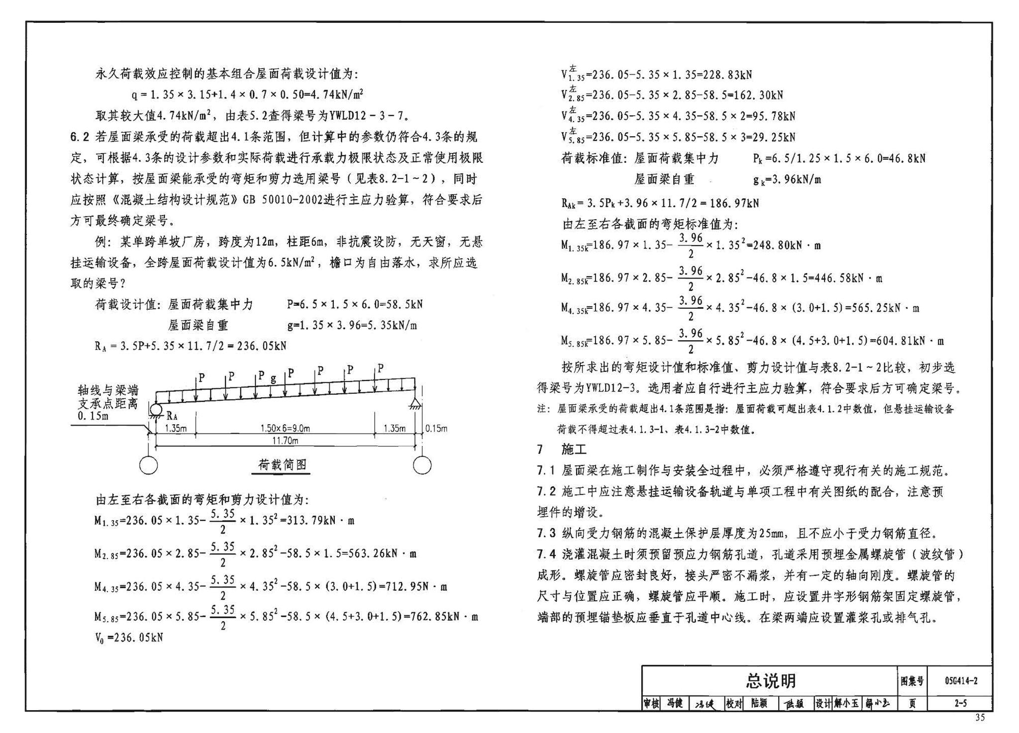 G414-1～5--预应力混凝土工字形屋面梁（2005年合订本）