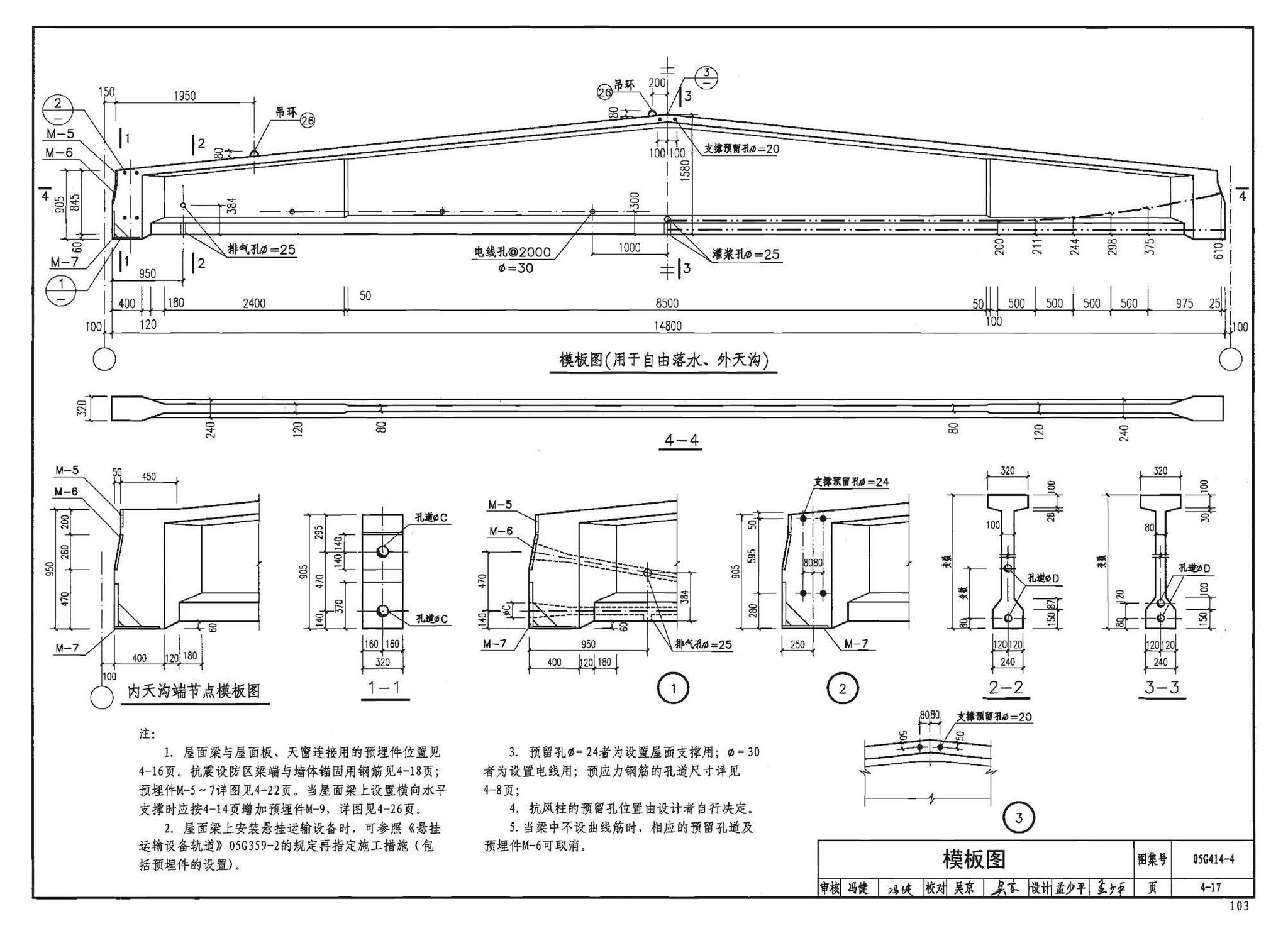 G414-1～5--预应力混凝土工字形屋面梁（2005年合订本）