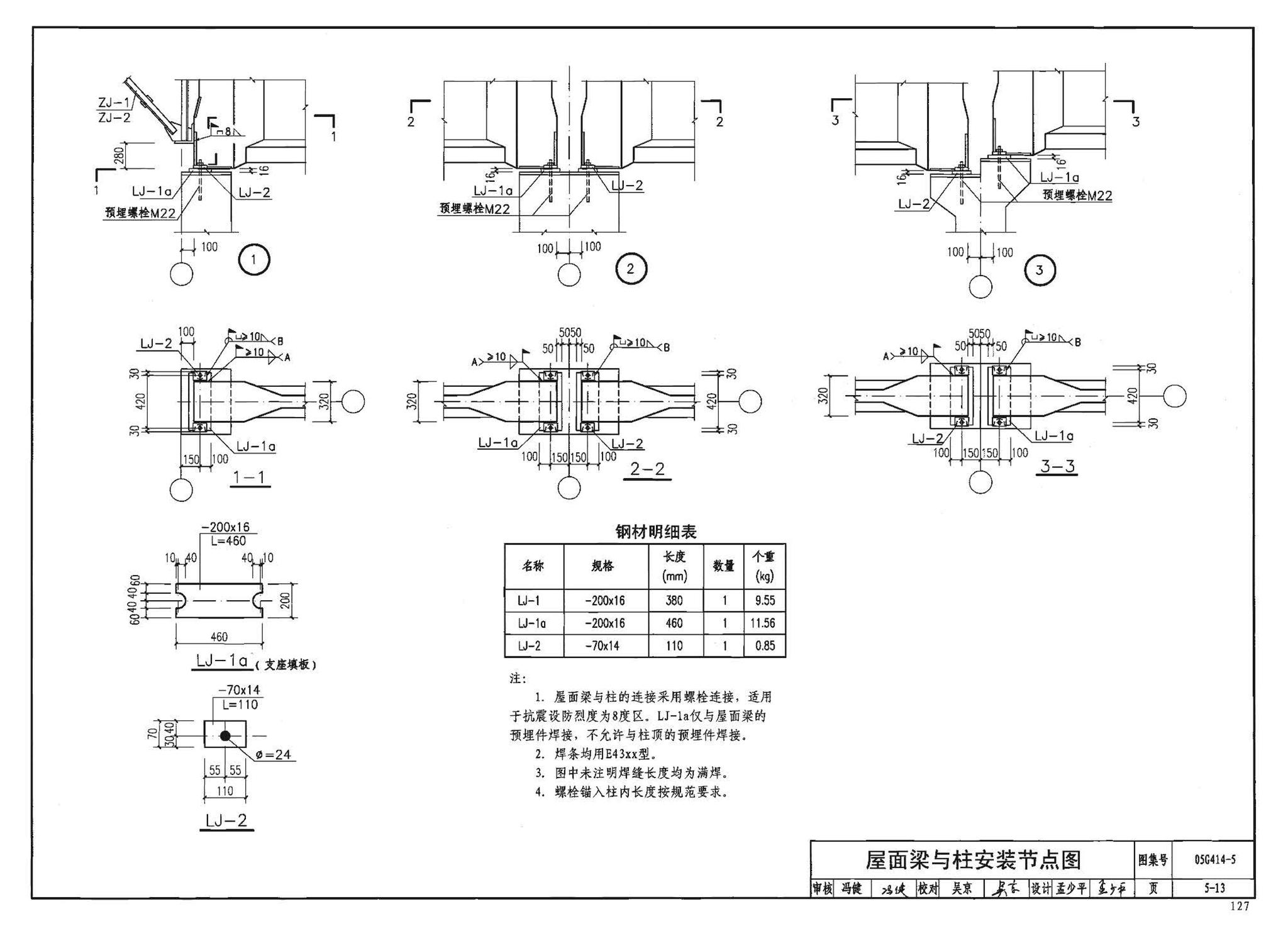 G414-1～5--预应力混凝土工字形屋面梁（2005年合订本）