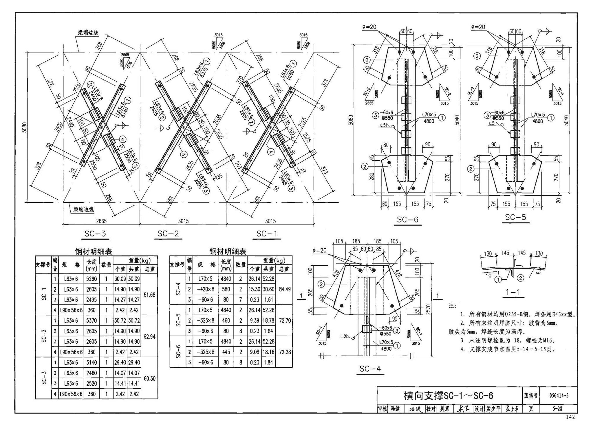 G414-1～5--预应力混凝土工字形屋面梁（2005年合订本）