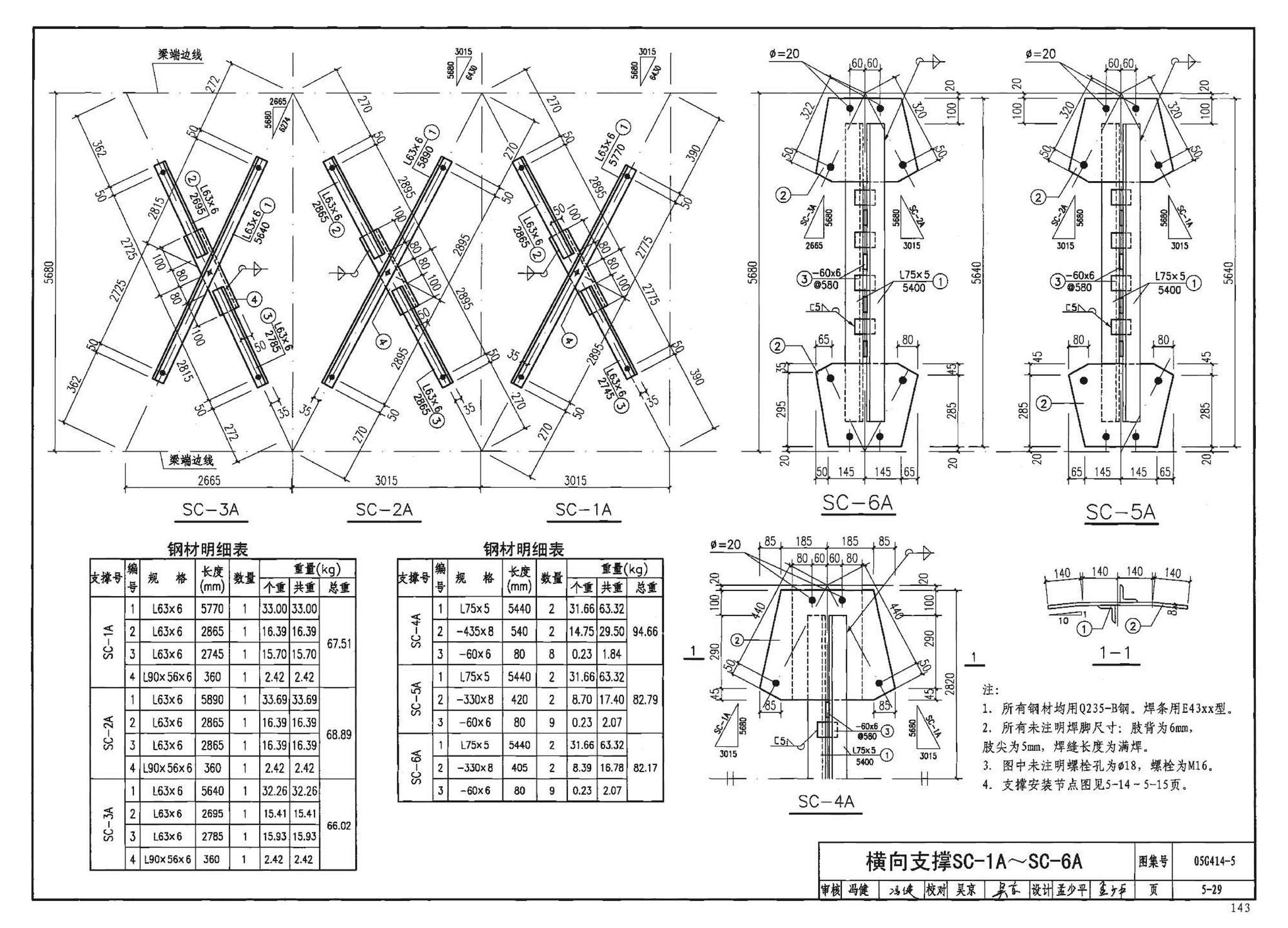 G414-1～5--预应力混凝土工字形屋面梁（2005年合订本）