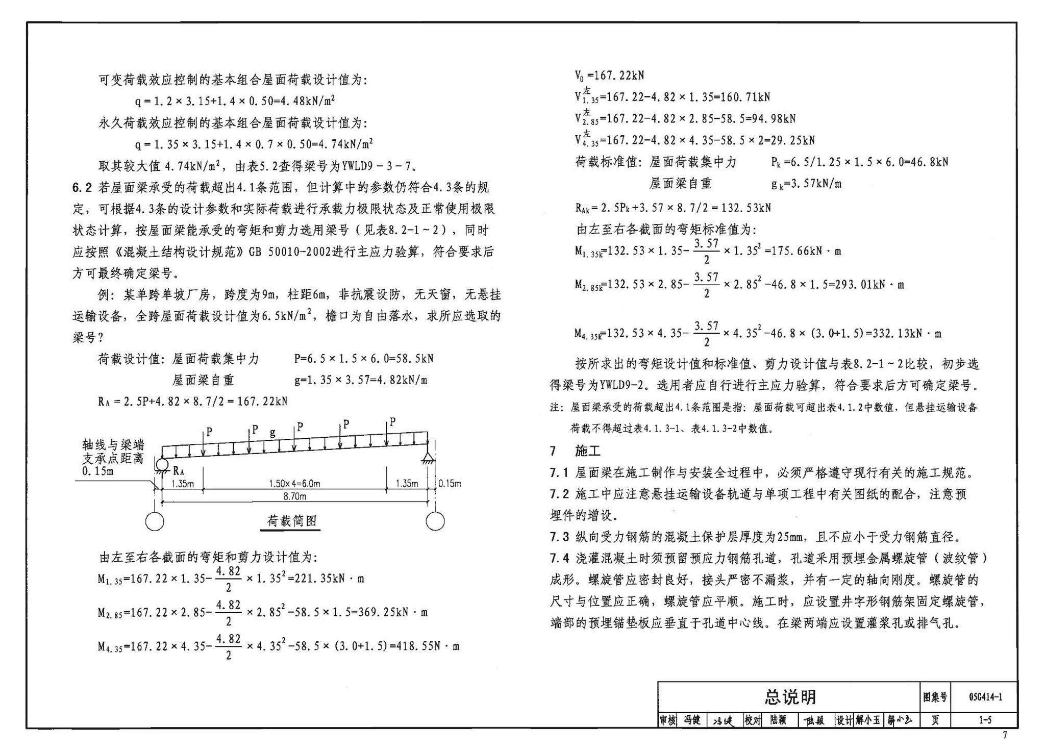 G414-1～5--预应力混凝土工字形屋面梁（2005年合订本）