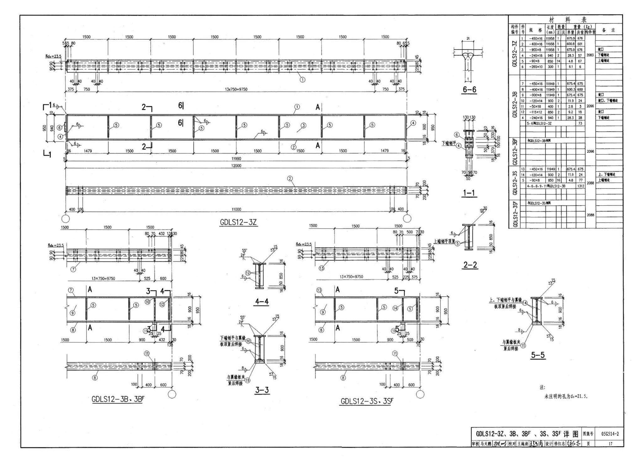 G514-2～3--12m实腹式钢吊车梁 中级工作制(A4～A5) Q235、345钢（2005年合订本）