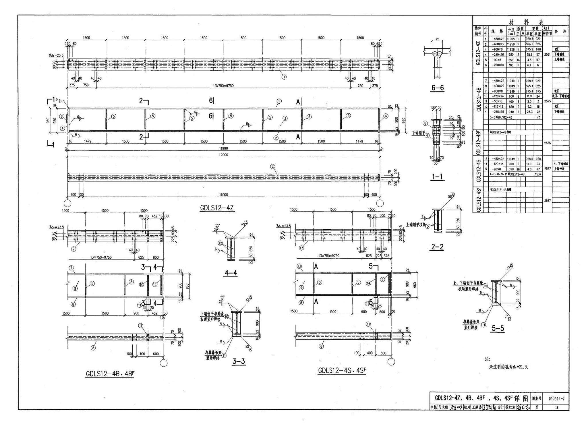 G514-2～3--12m实腹式钢吊车梁 中级工作制(A4～A5) Q235、345钢（2005年合订本）