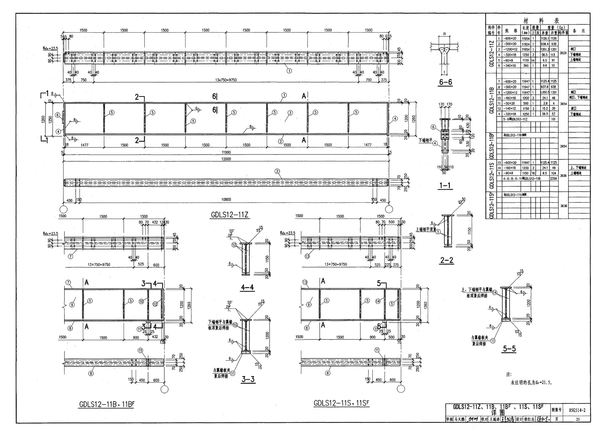 G514-2～3--12m实腹式钢吊车梁 中级工作制(A4～A5) Q235、345钢（2005年合订本）