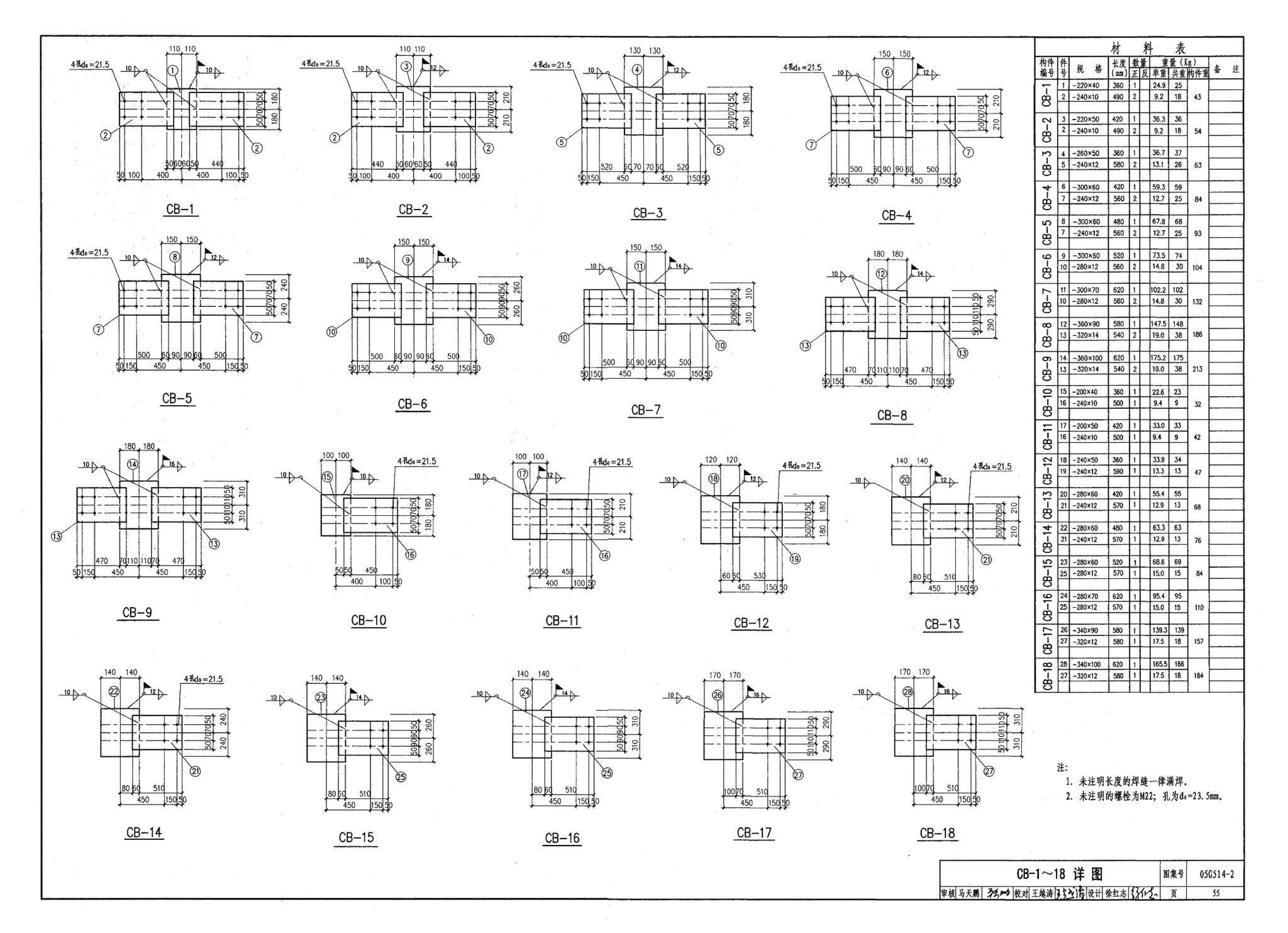 G514-2～3--12m实腹式钢吊车梁 中级工作制(A4～A5) Q235、345钢（2005年合订本）