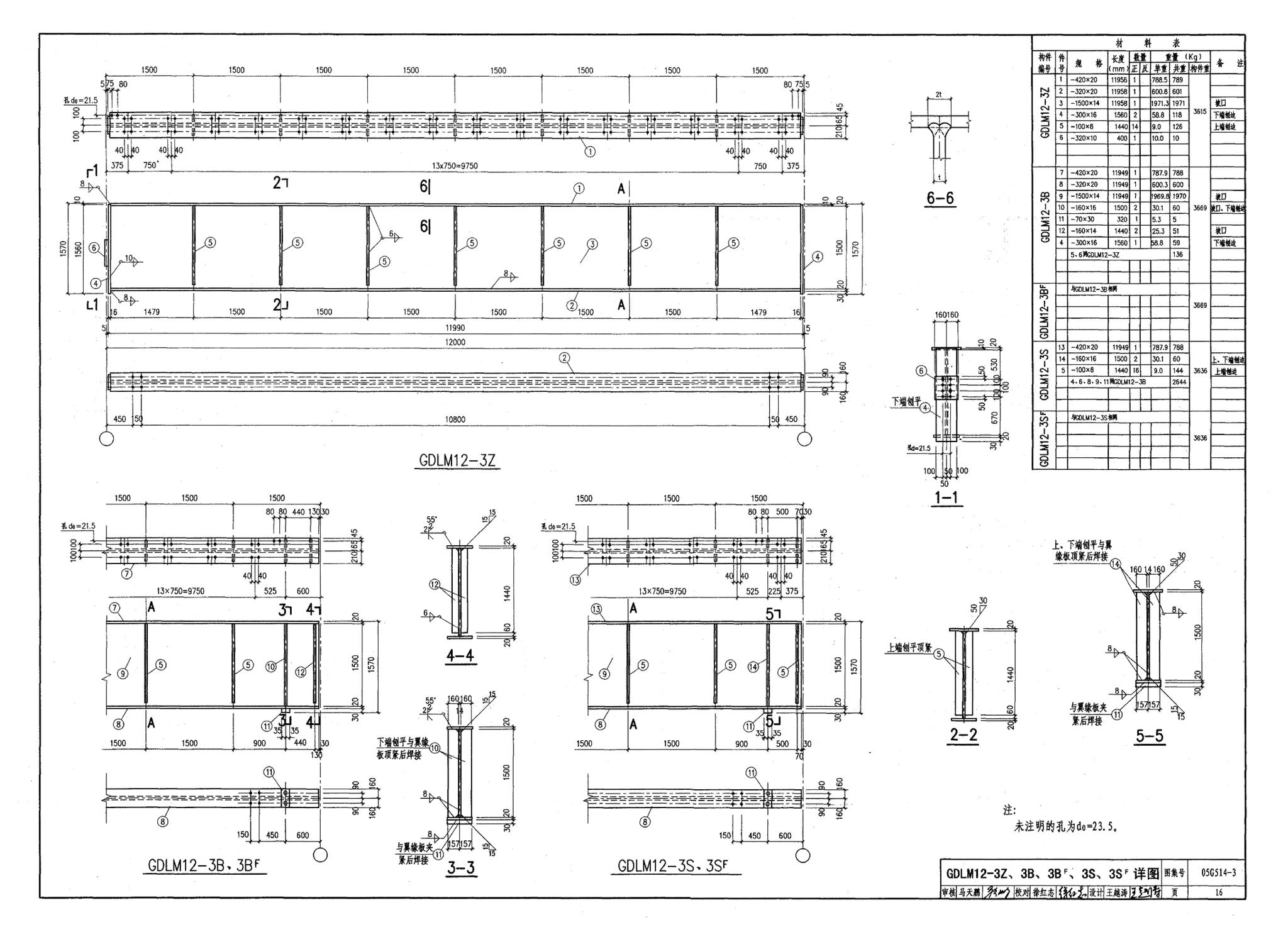 G514-2～3--12m实腹式钢吊车梁 中级工作制(A4～A5) Q235、345钢（2005年合订本）