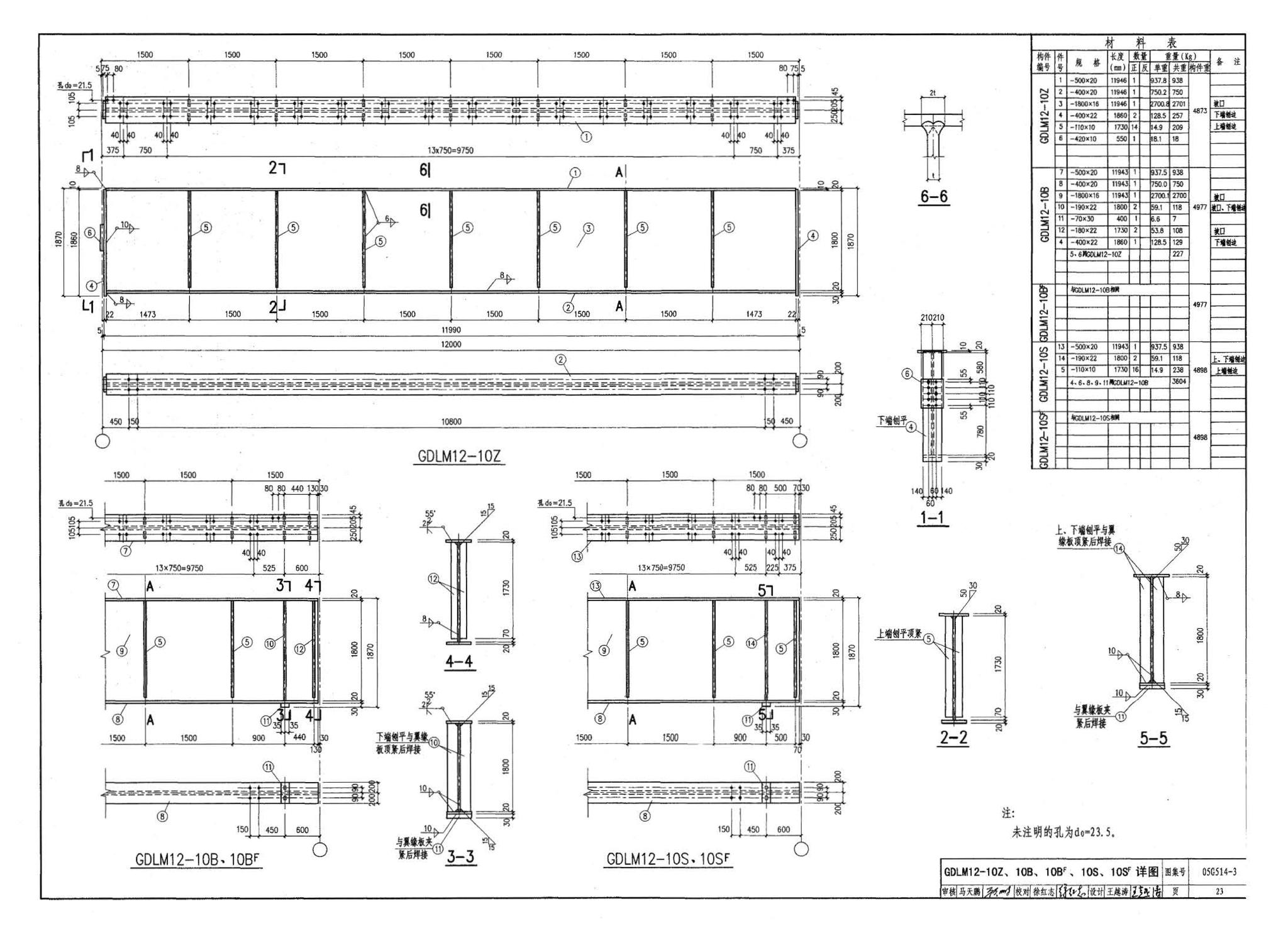 G514-2～3--12m实腹式钢吊车梁 中级工作制(A4～A5) Q235、345钢（2005年合订本）