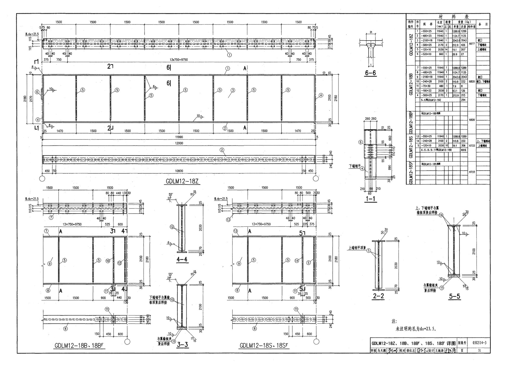 G514-2～3--12m实腹式钢吊车梁 中级工作制(A4～A5) Q235、345钢（2005年合订本）