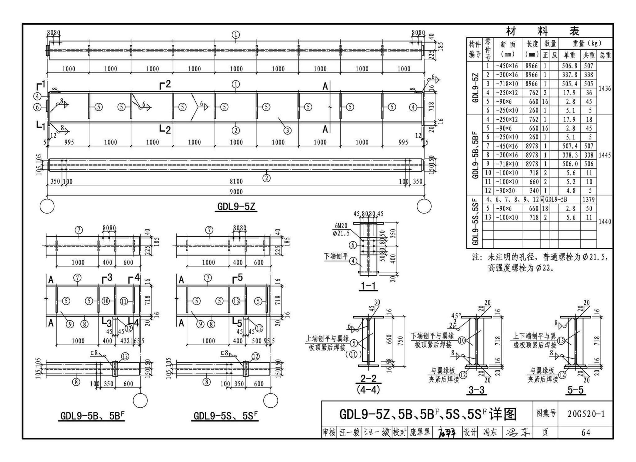 G520-1~2(2020年合订本)--钢吊车梁（6m~9m）（2020年合订本）