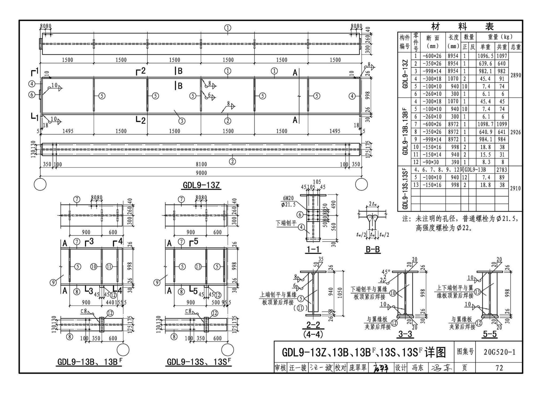 G520-1~2(2020年合订本)--钢吊车梁（6m~9m）（2020年合订本）