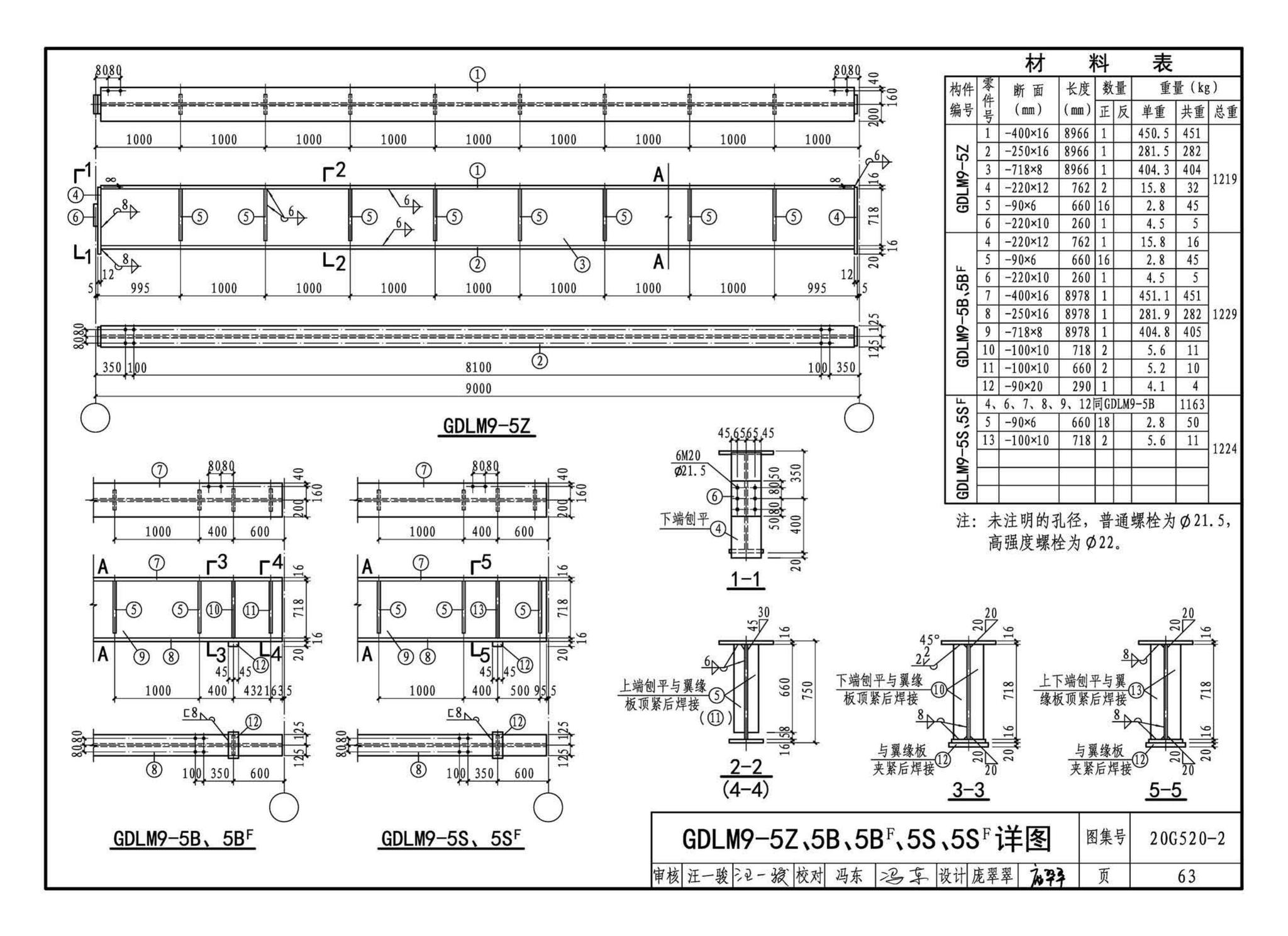 G520-1~2(2020年合订本)--钢吊车梁（6m~9m）（2020年合订本）