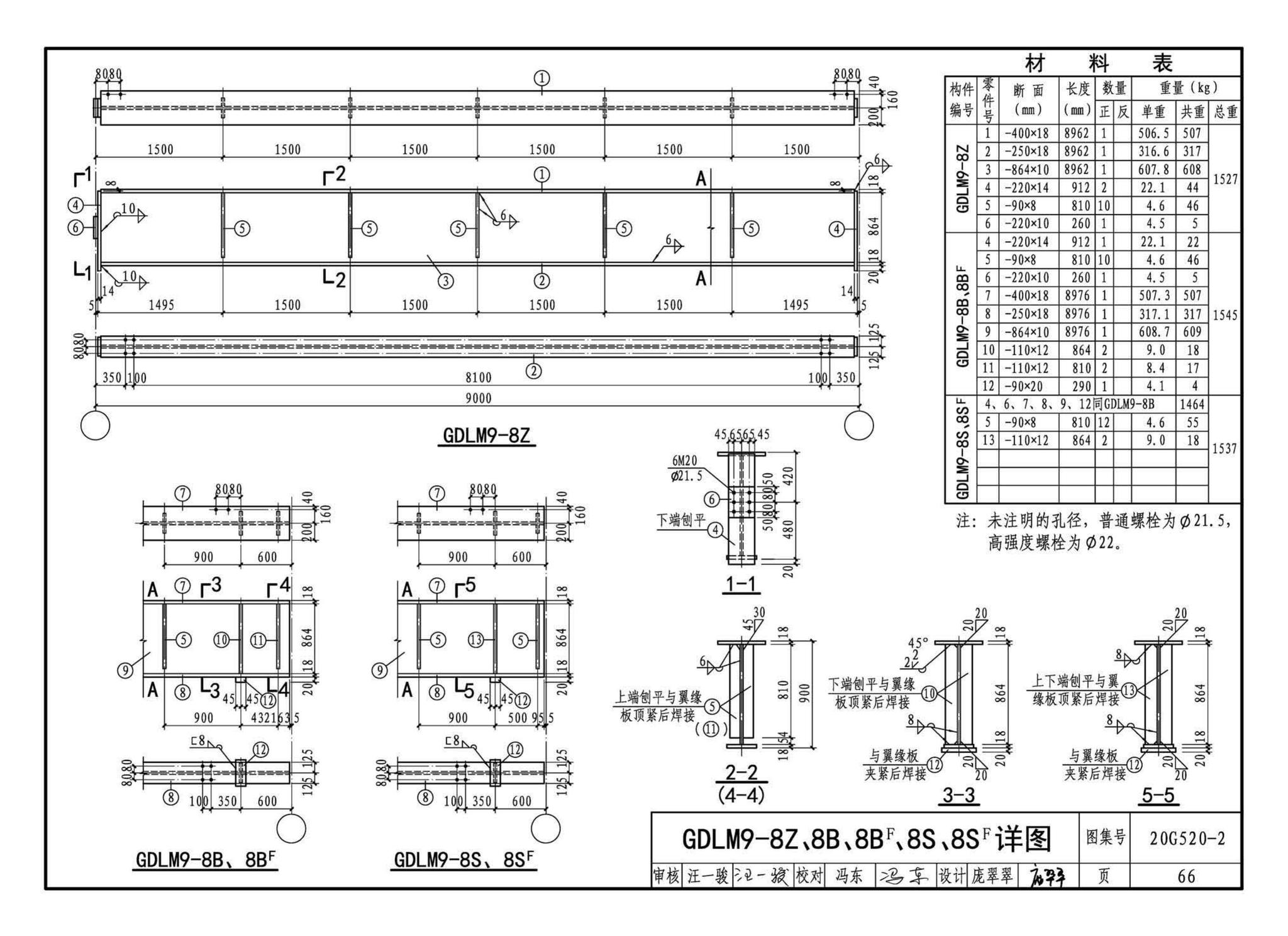 G520-1~2(2020年合订本)--钢吊车梁（6m~9m）（2020年合订本）