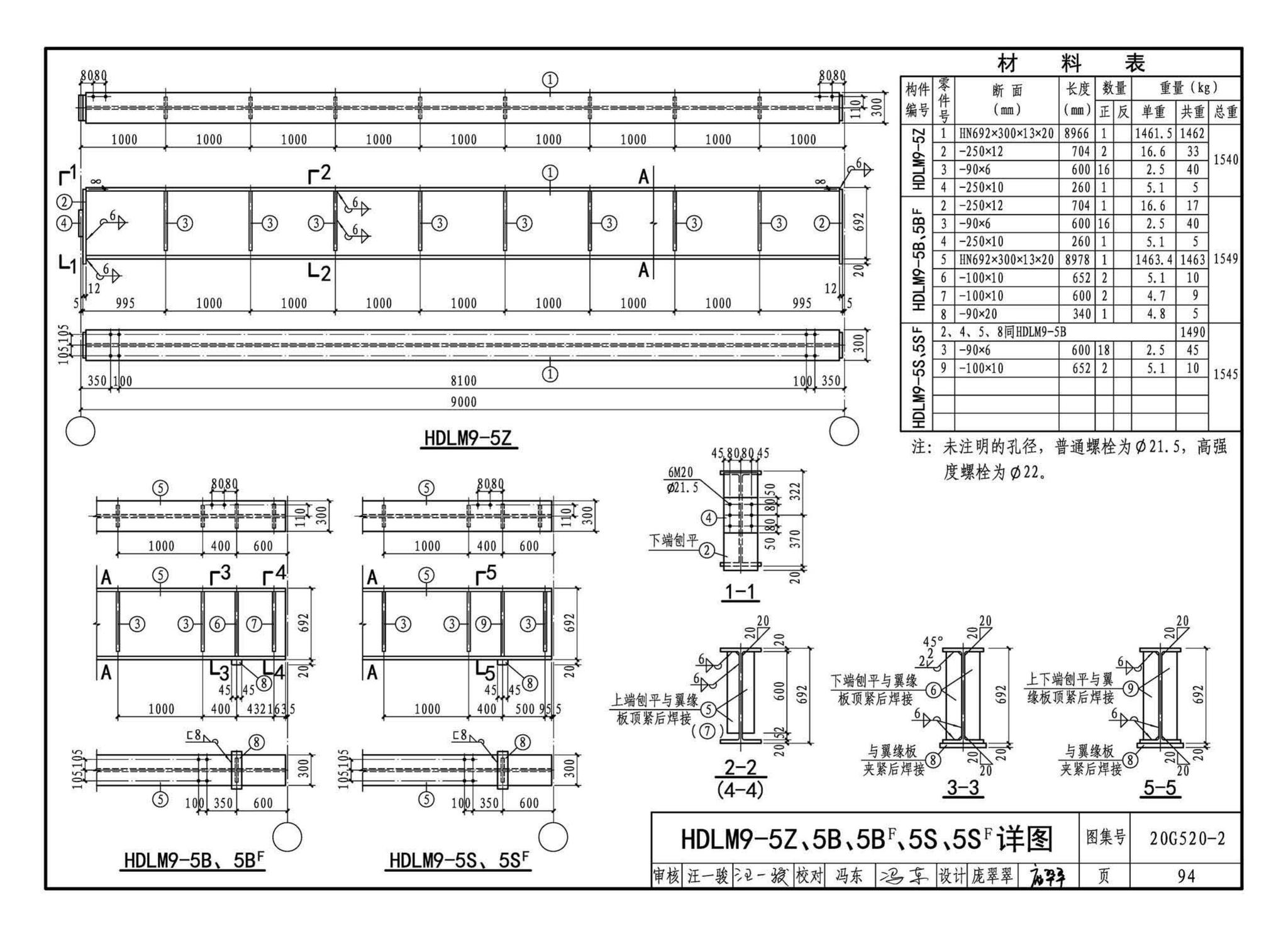 G520-1~2(2020年合订本)--钢吊车梁（6m~9m）（2020年合订本）